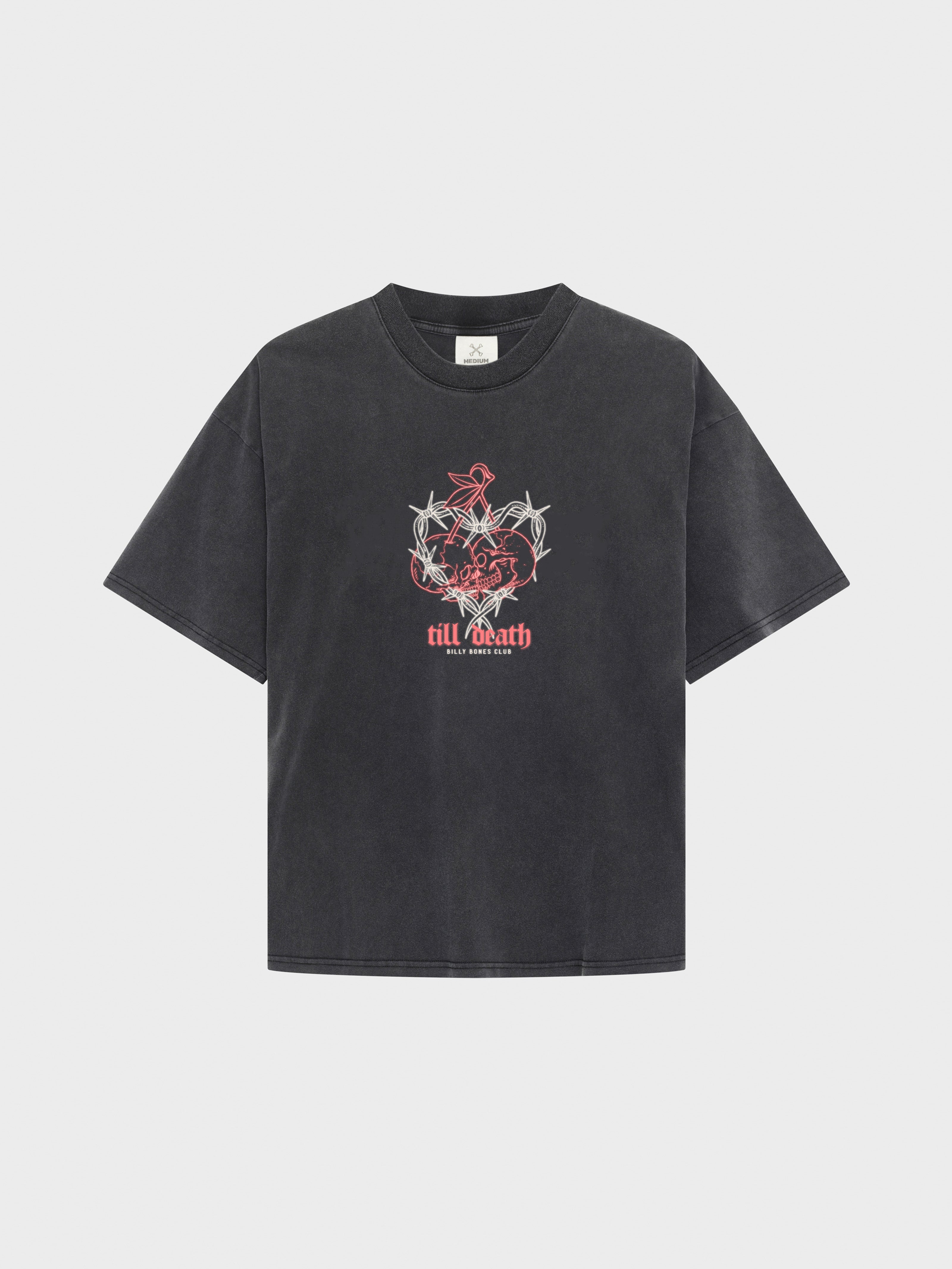 Till Death 4.0 Neon Tee - Washed Black