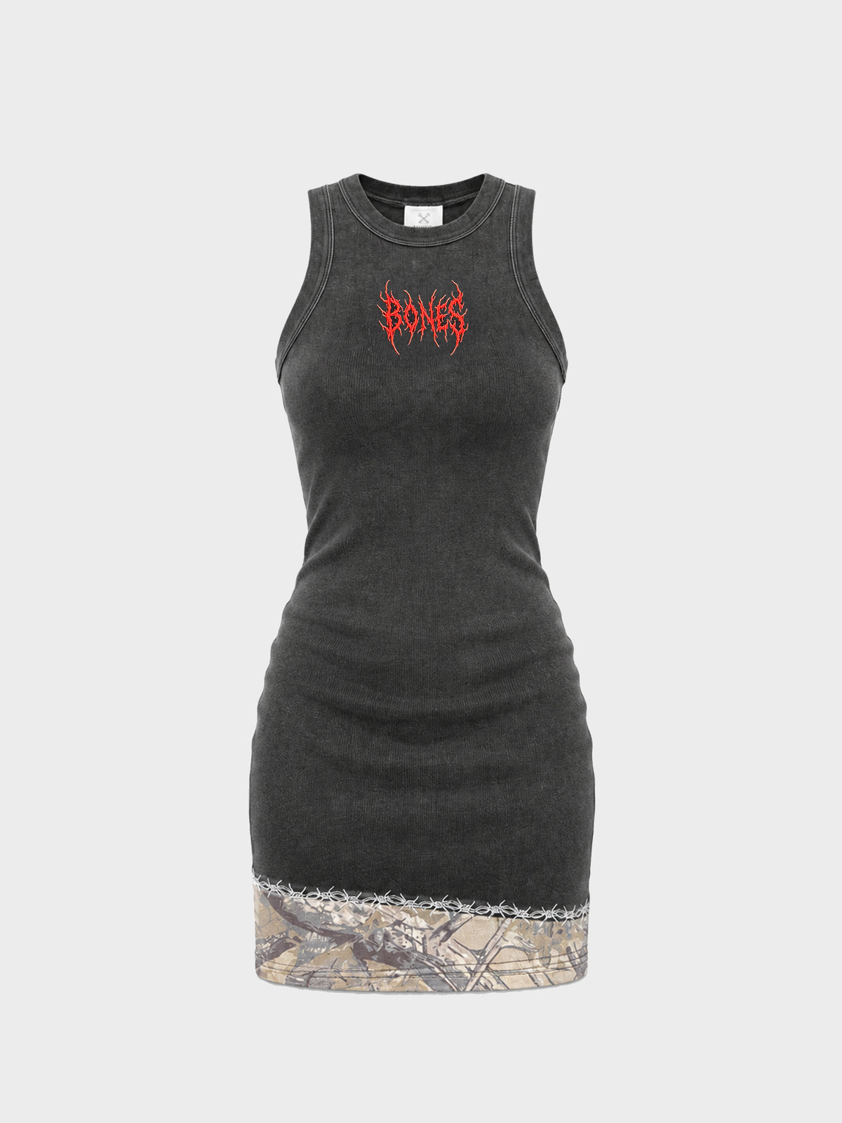 Thorned Camo Dress - Washed Black