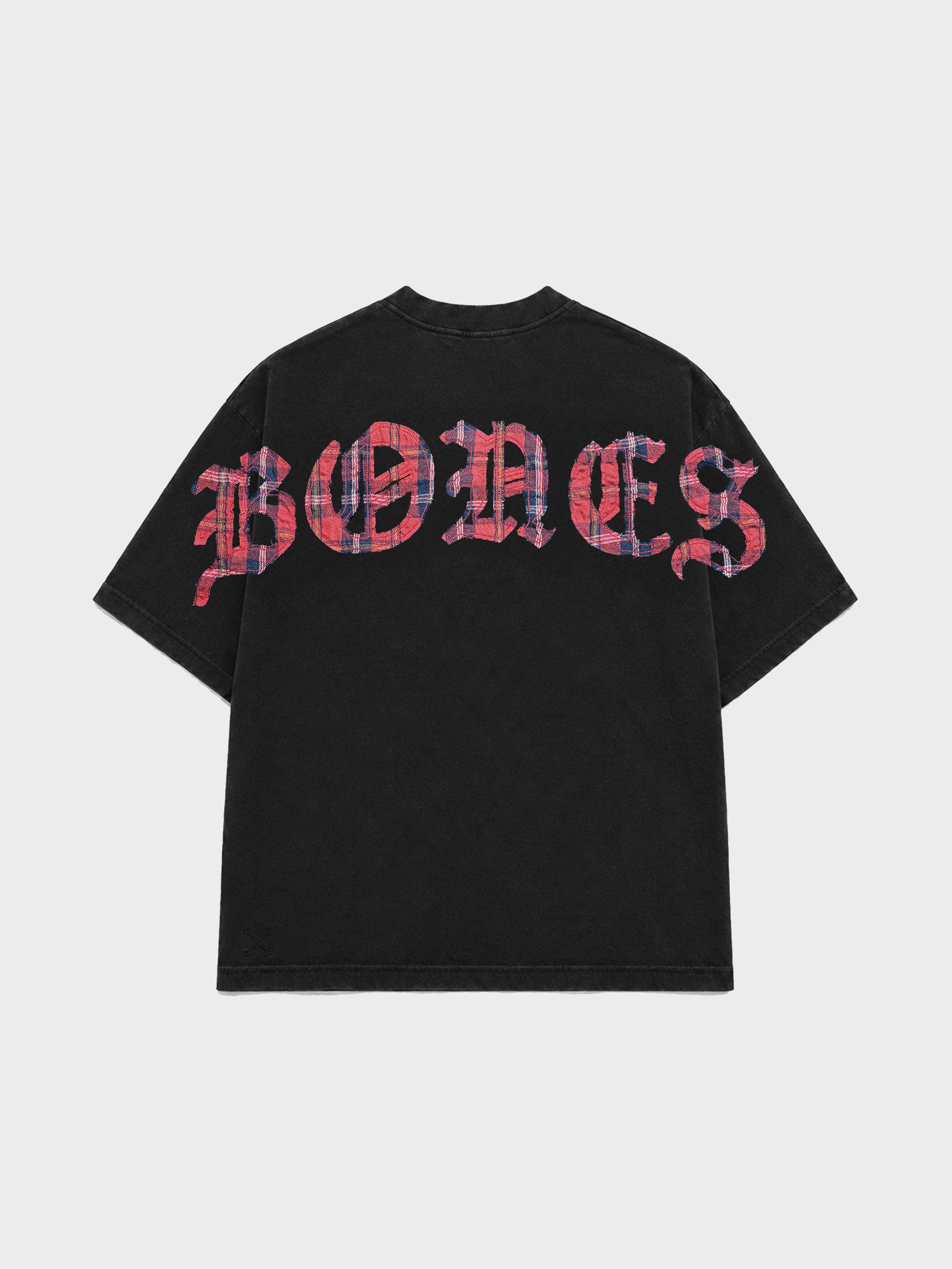 Plaid Bones Logo Tee - Washed Black