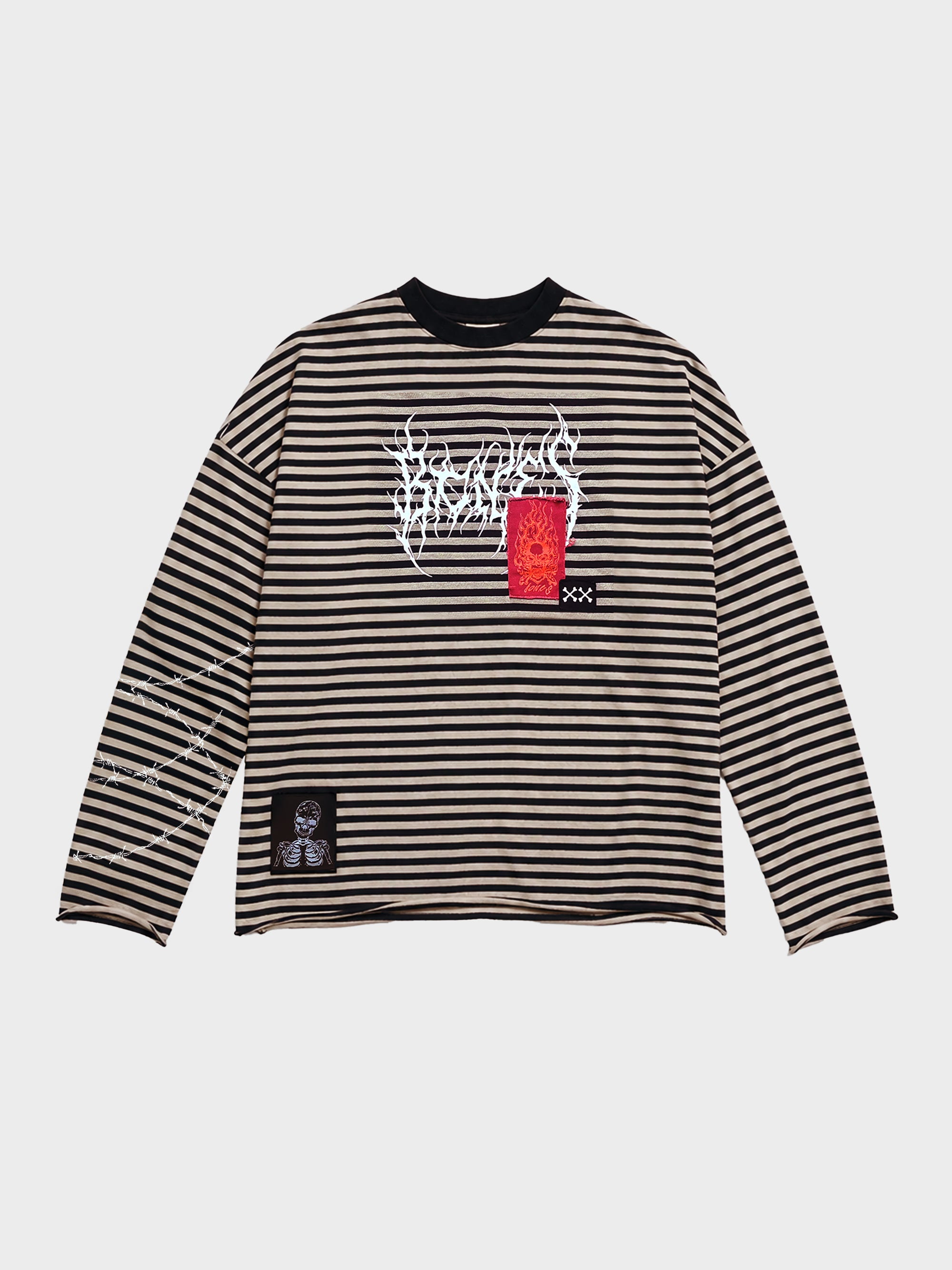 Rocker Longsleeve Patch Tee - Striped
