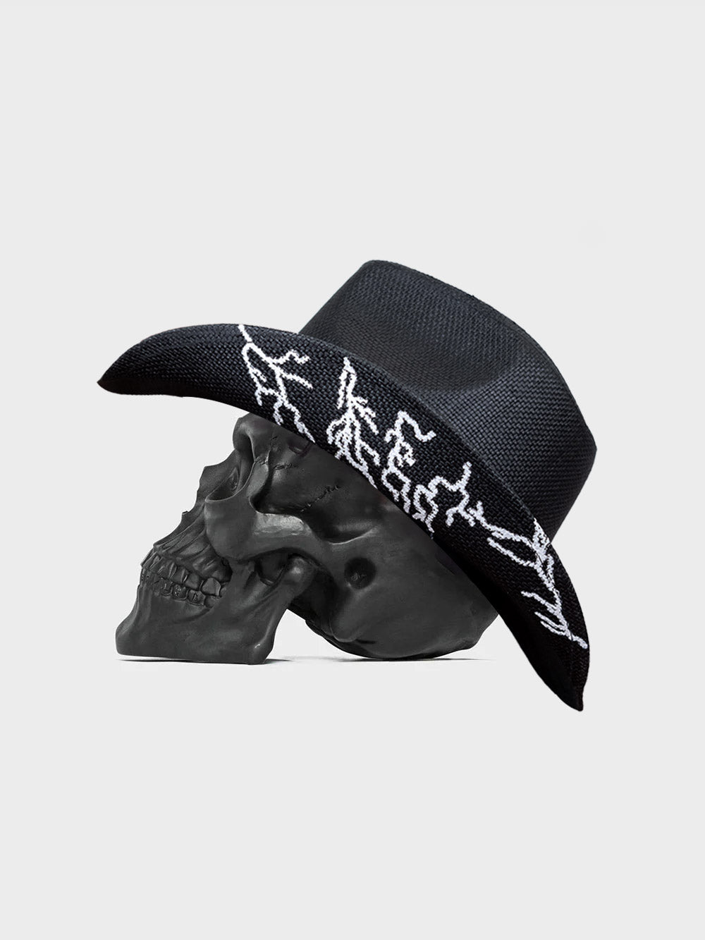 Lightning Cowboy Hat - Black Straw | Billy Bones Club display picture 1