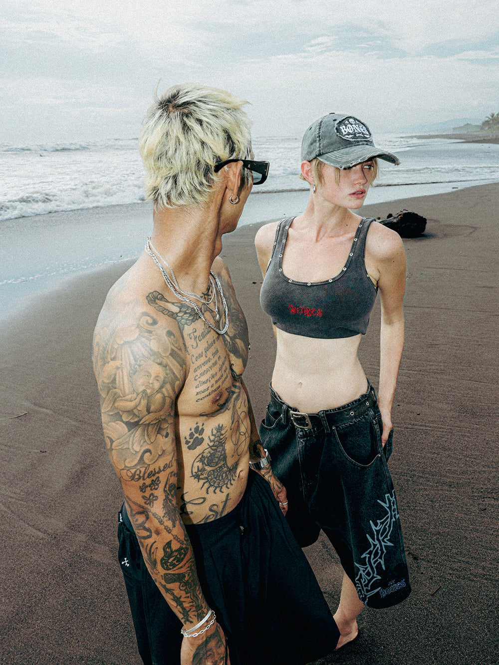 Eyelet Ribbed Tank - Vintage Black