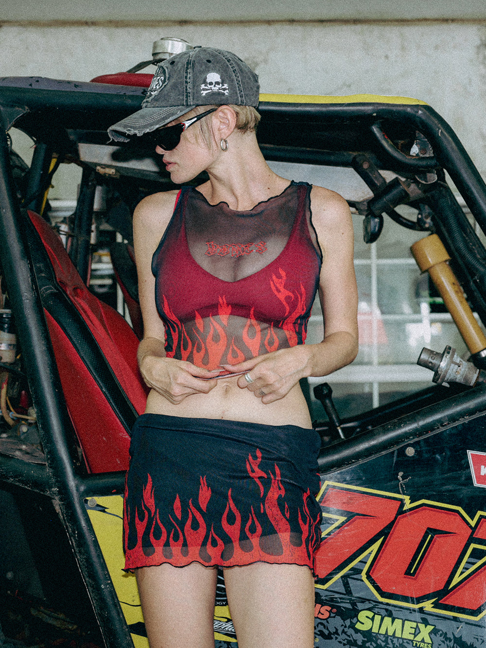 Burner Mesh Skirt - Black/Red