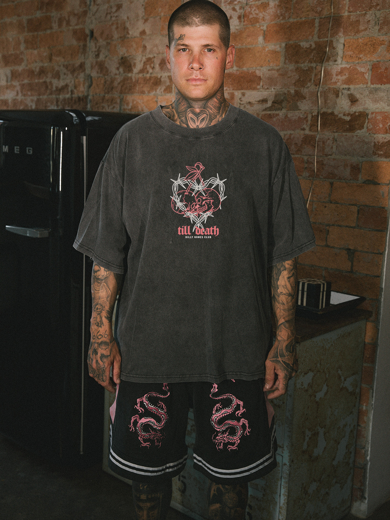 Till Death 4.0 Neon Tee - Washed Black