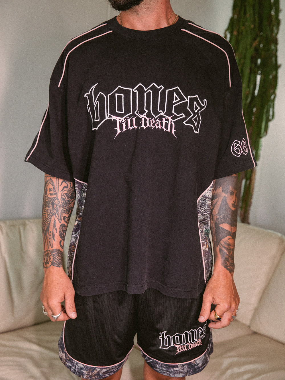 Till Death Camo Panel Tee - Vintage Black