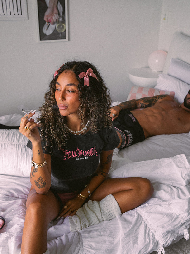 Till Death 4.0 Baby Tee - Washed Black