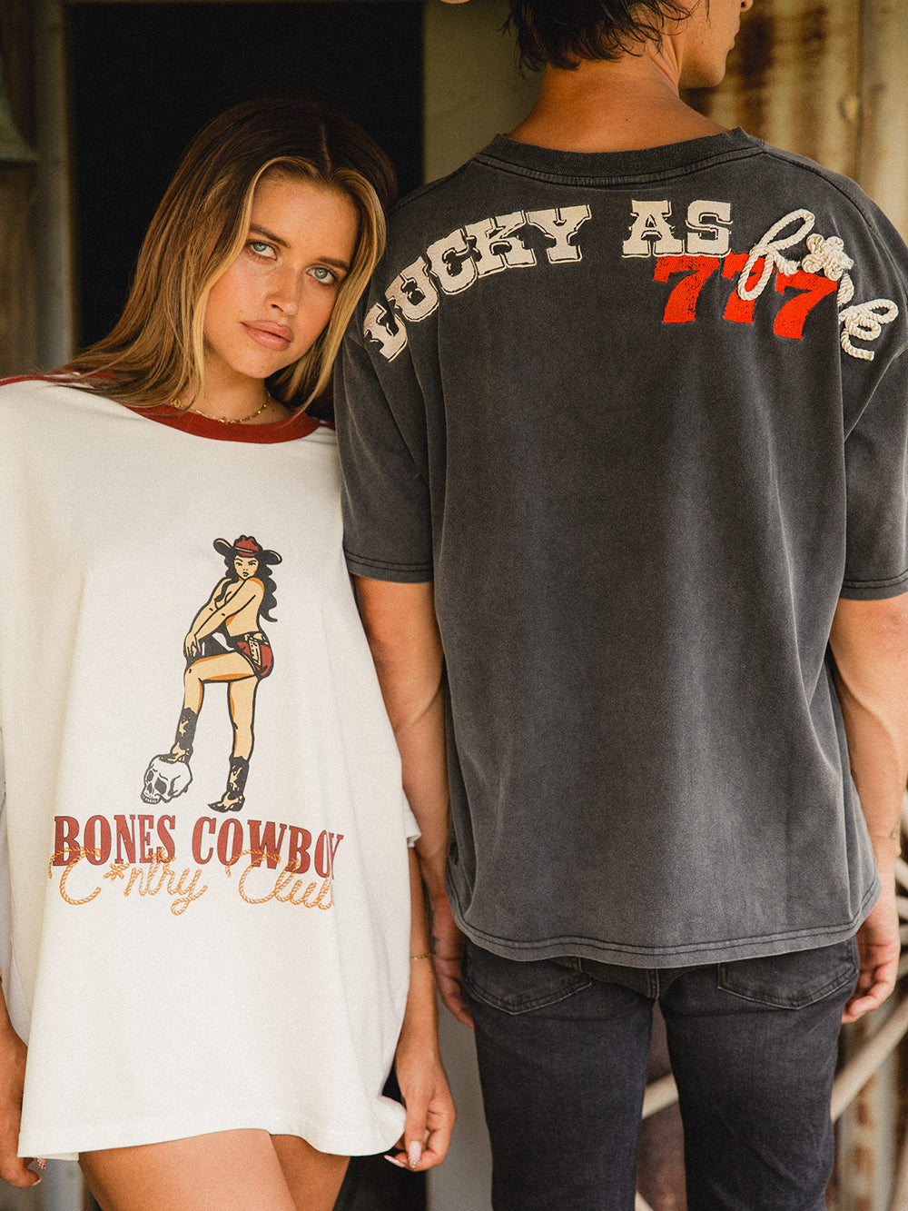 Lucky As F*ck Tee - Washed Black