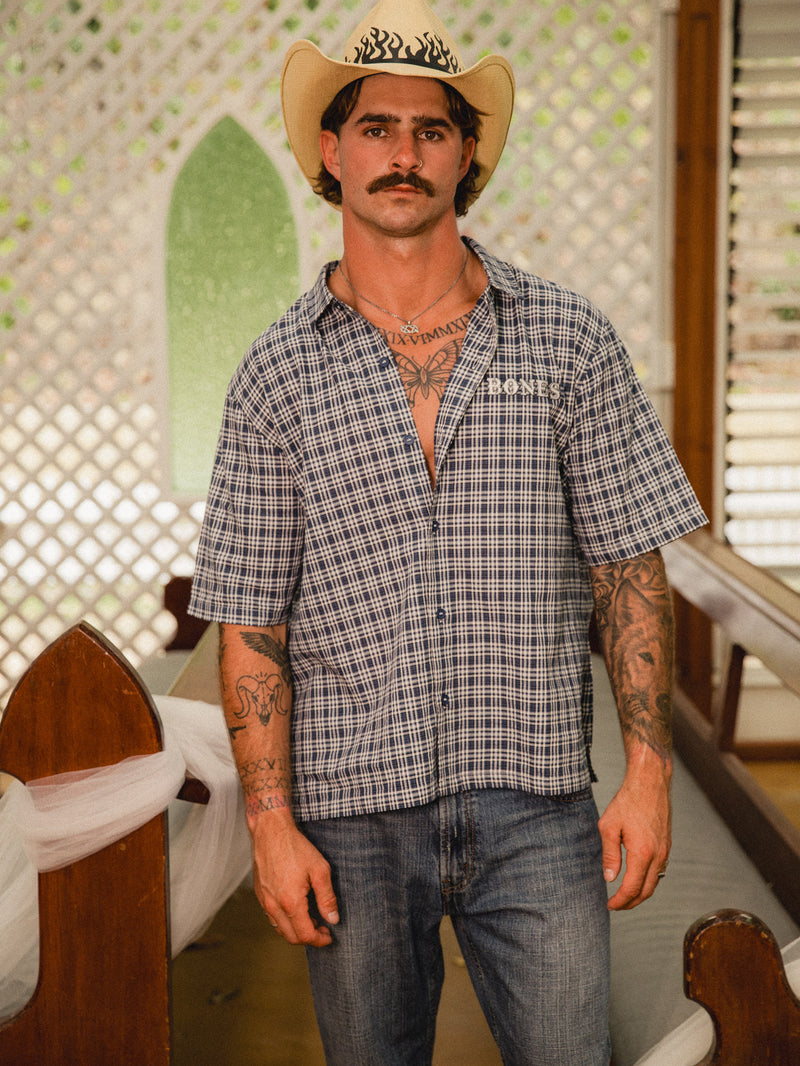 Bones Check Rodeo 2.0 Shirt - Blue