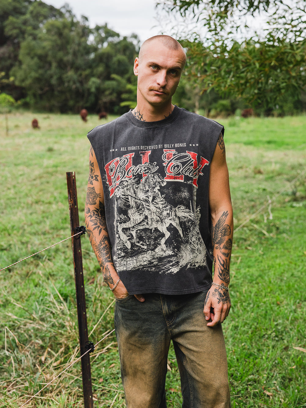 Wanted Dead Or Alive Muscle Tee - Washed Black