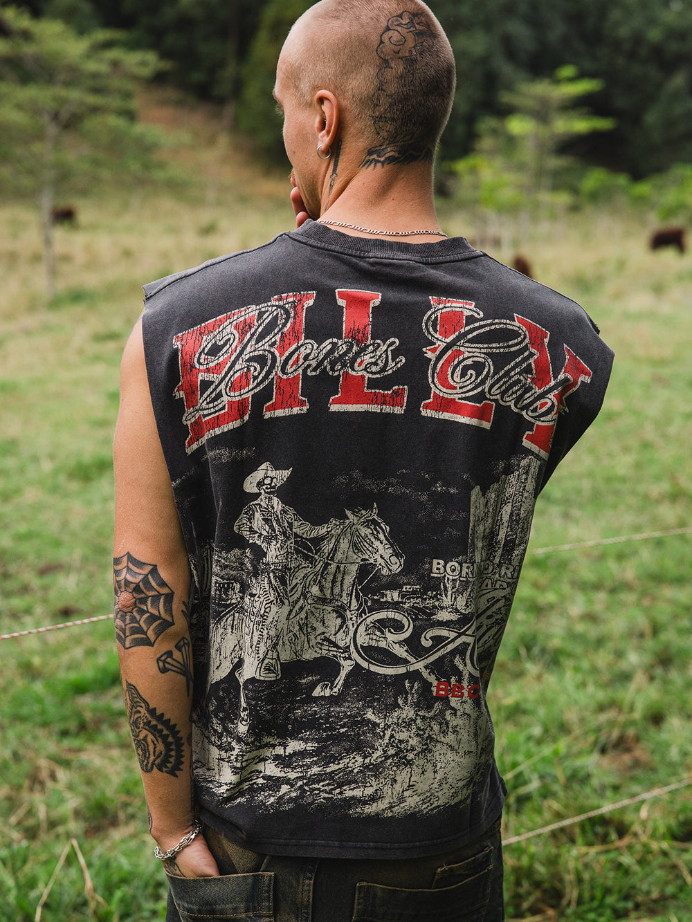 Wanted Dead Or Alive Muscle Tee - Washed Black