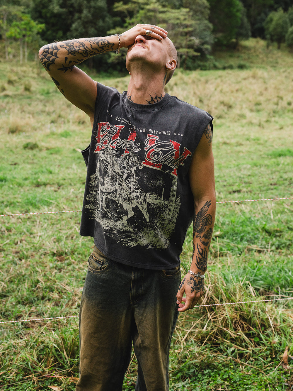 Wanted Dead Or Alive Muscle Tee - Washed Black