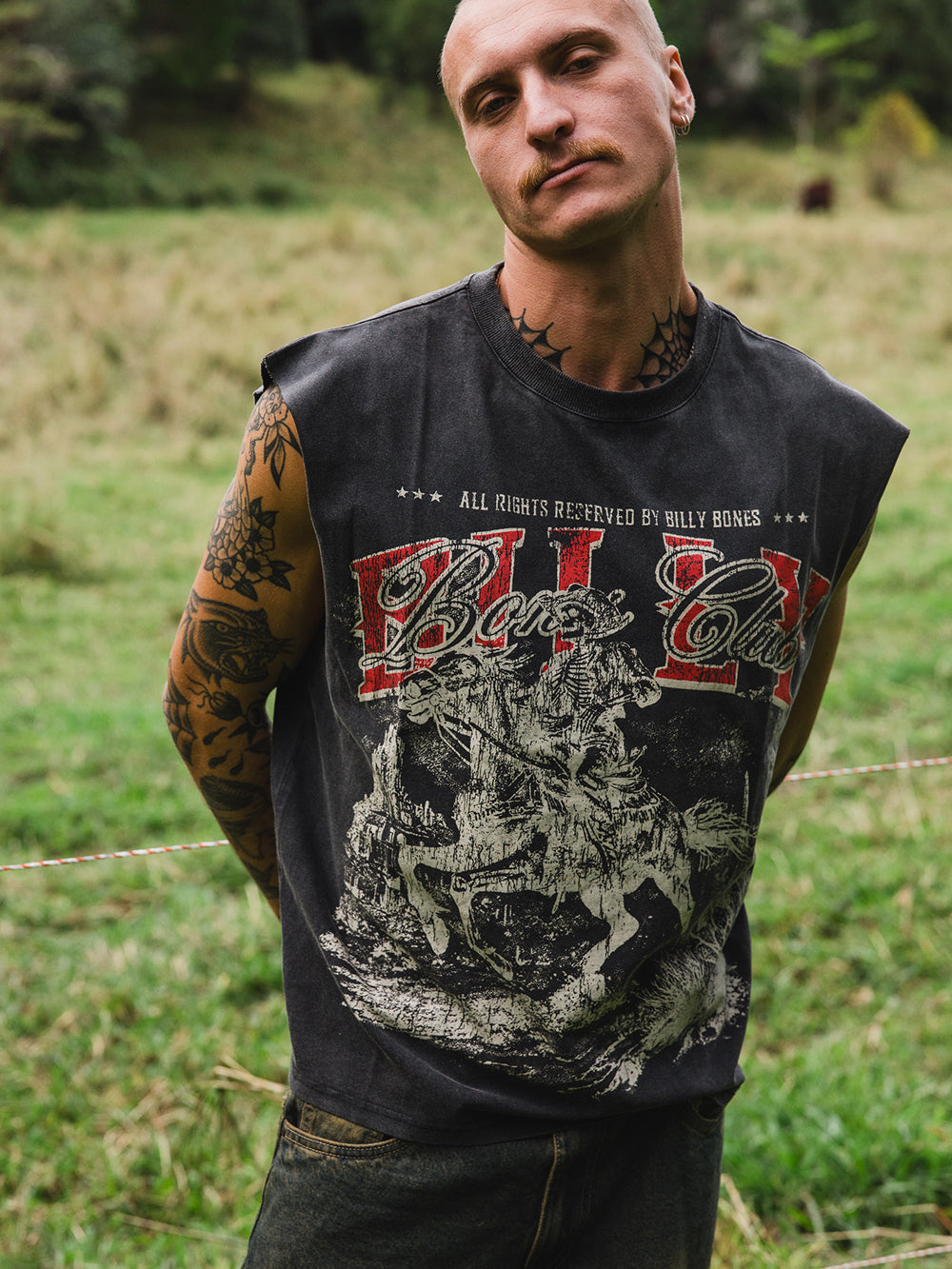 Wanted Dead Or Alive Muscle Tee - Washed Black