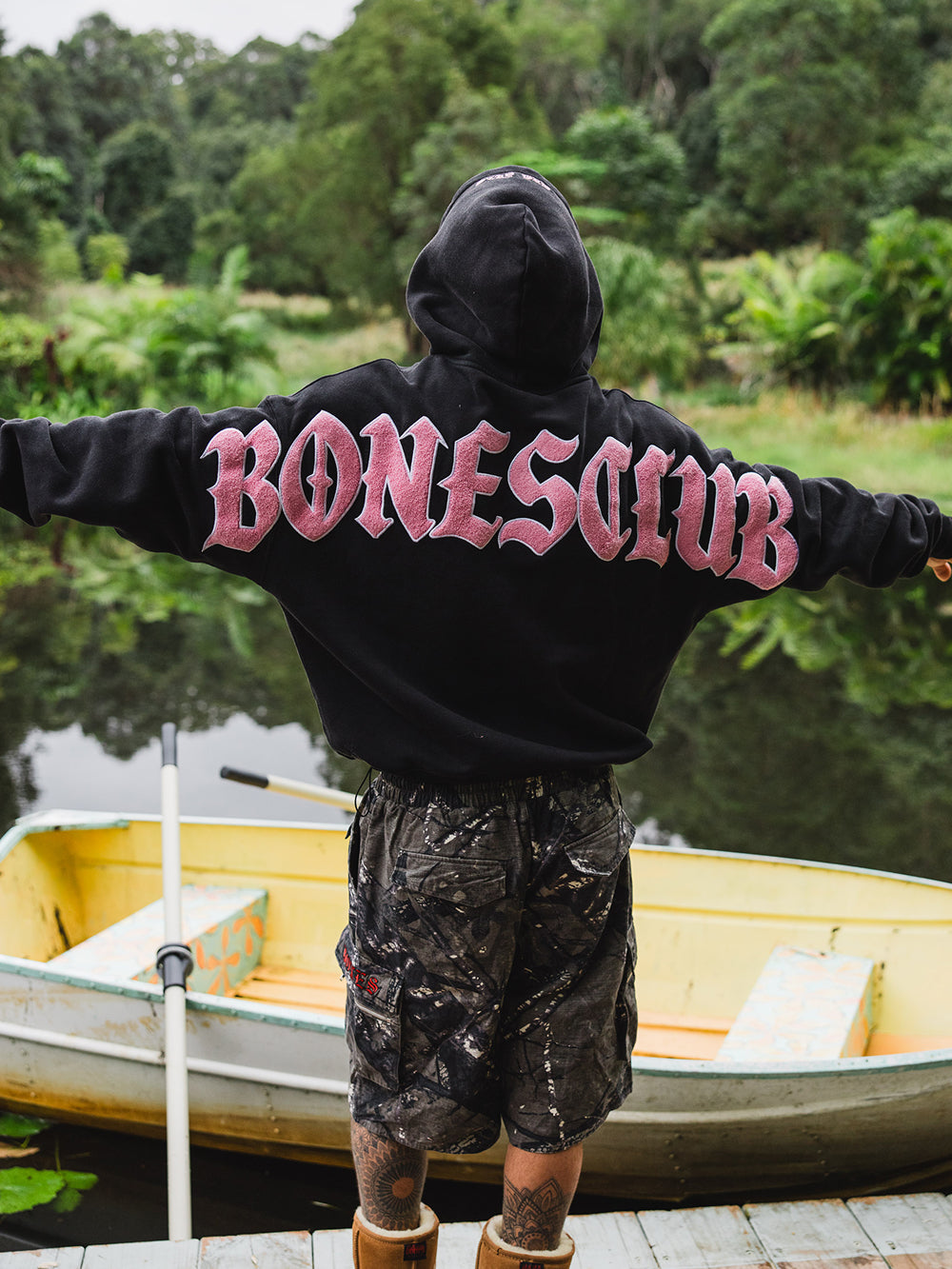 Bones Club Hoodie - Black/Pink
