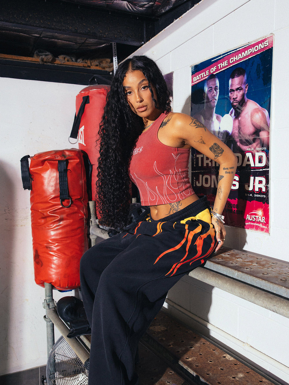 Deathlifting Burner Trackpants - Black/Flame