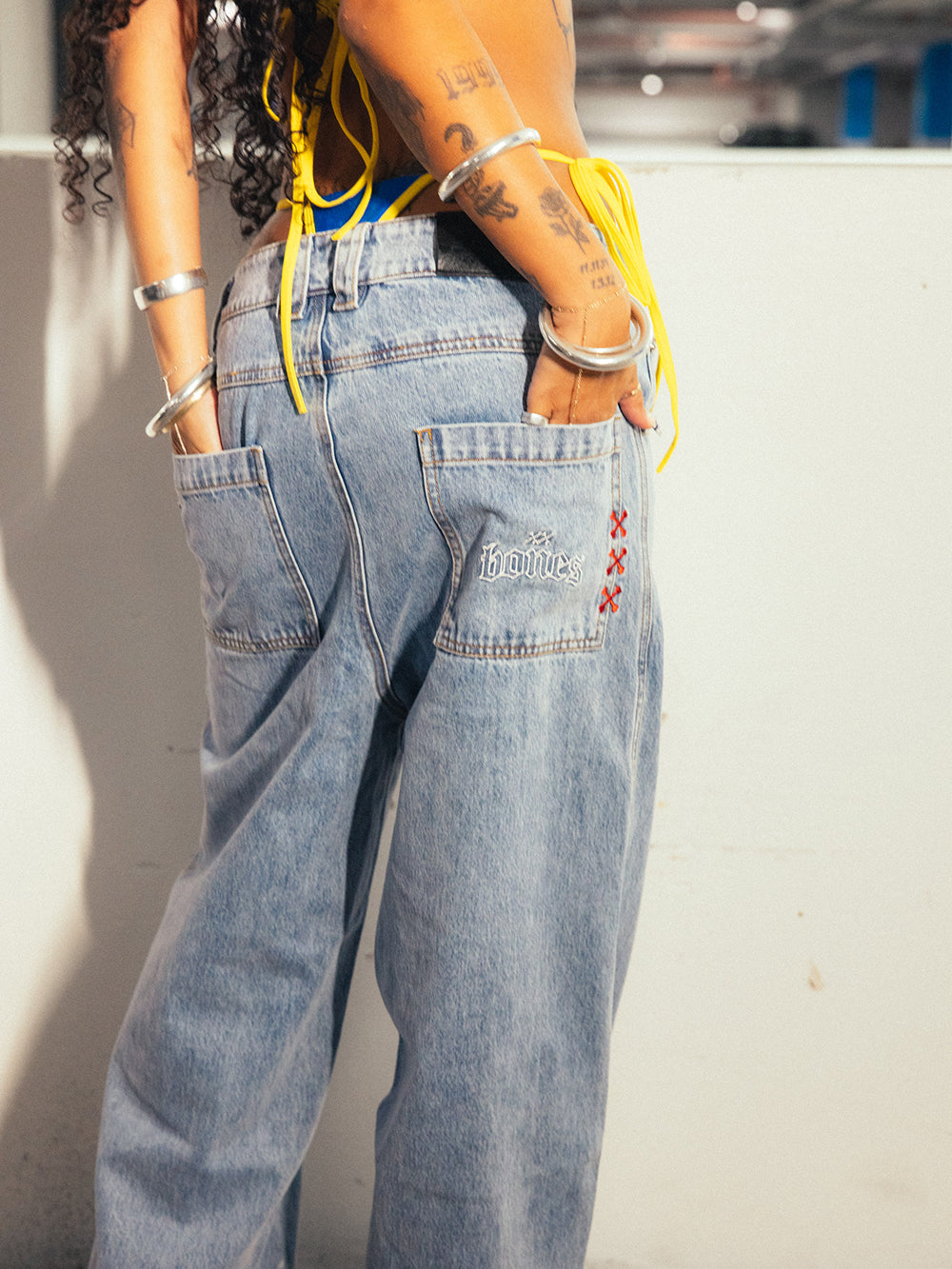 Bones Burner Denim Jeans (Baggy) - Washed Blue