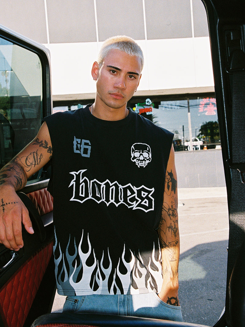 Burner Cropped Muscle Tee - Washed Black