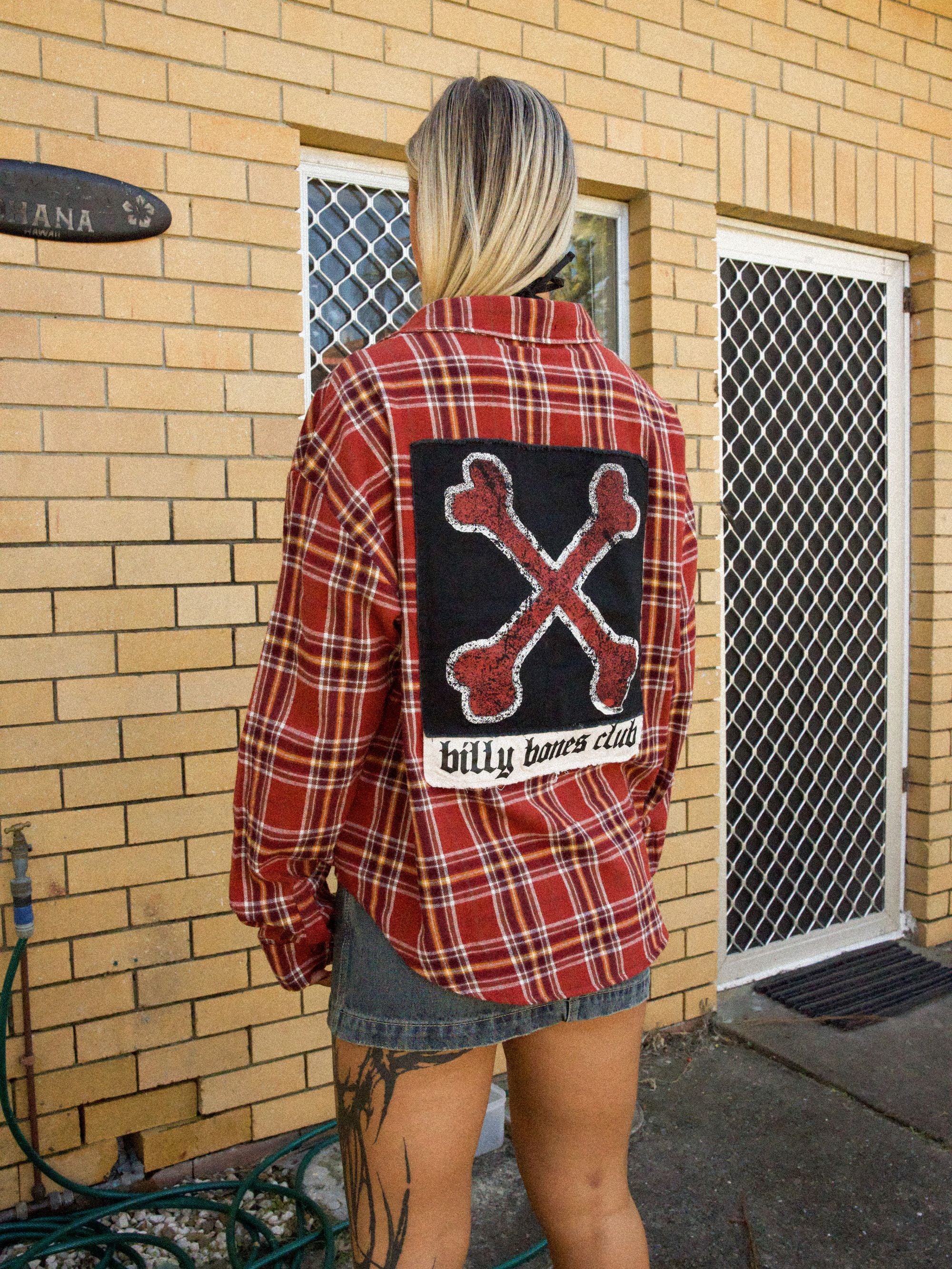 Bones Patch Flannel - Red Check