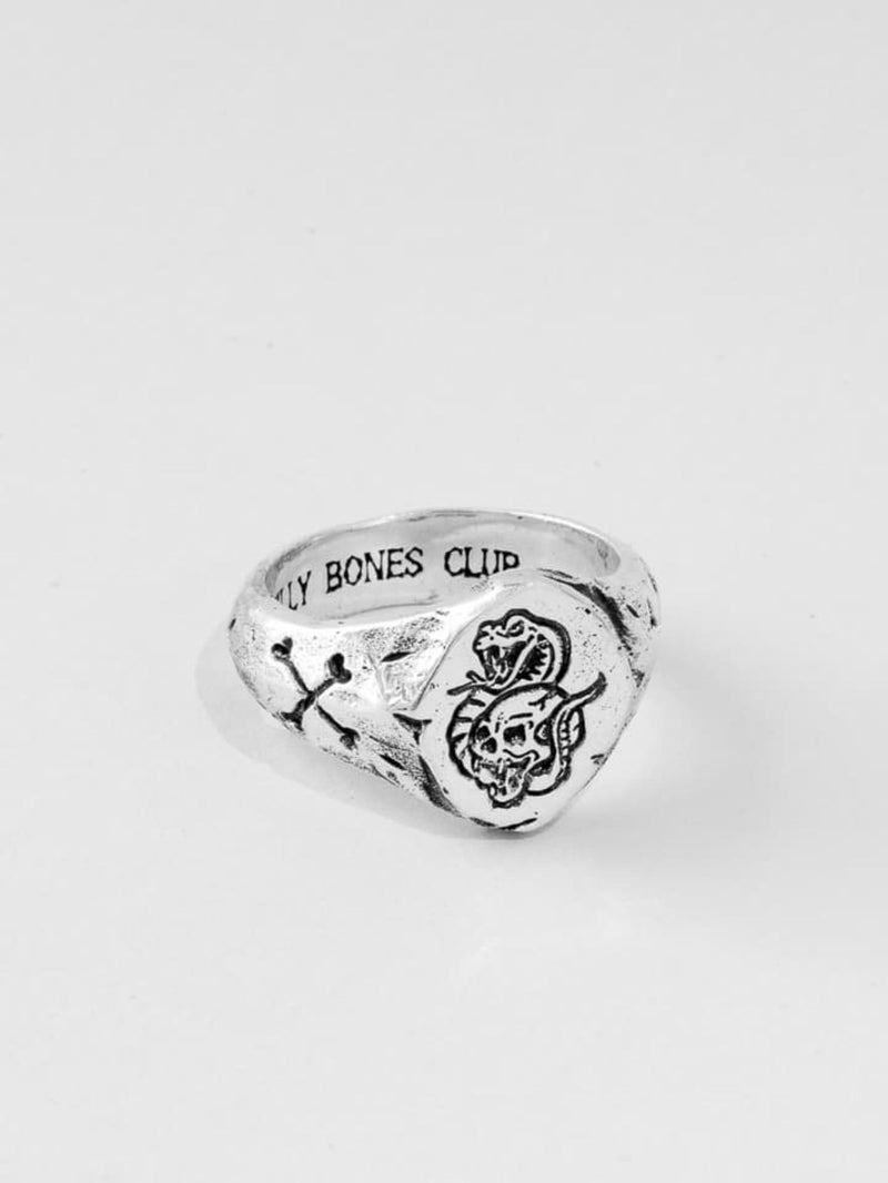 Merchants x Bones Skull Signet Ring - Silver