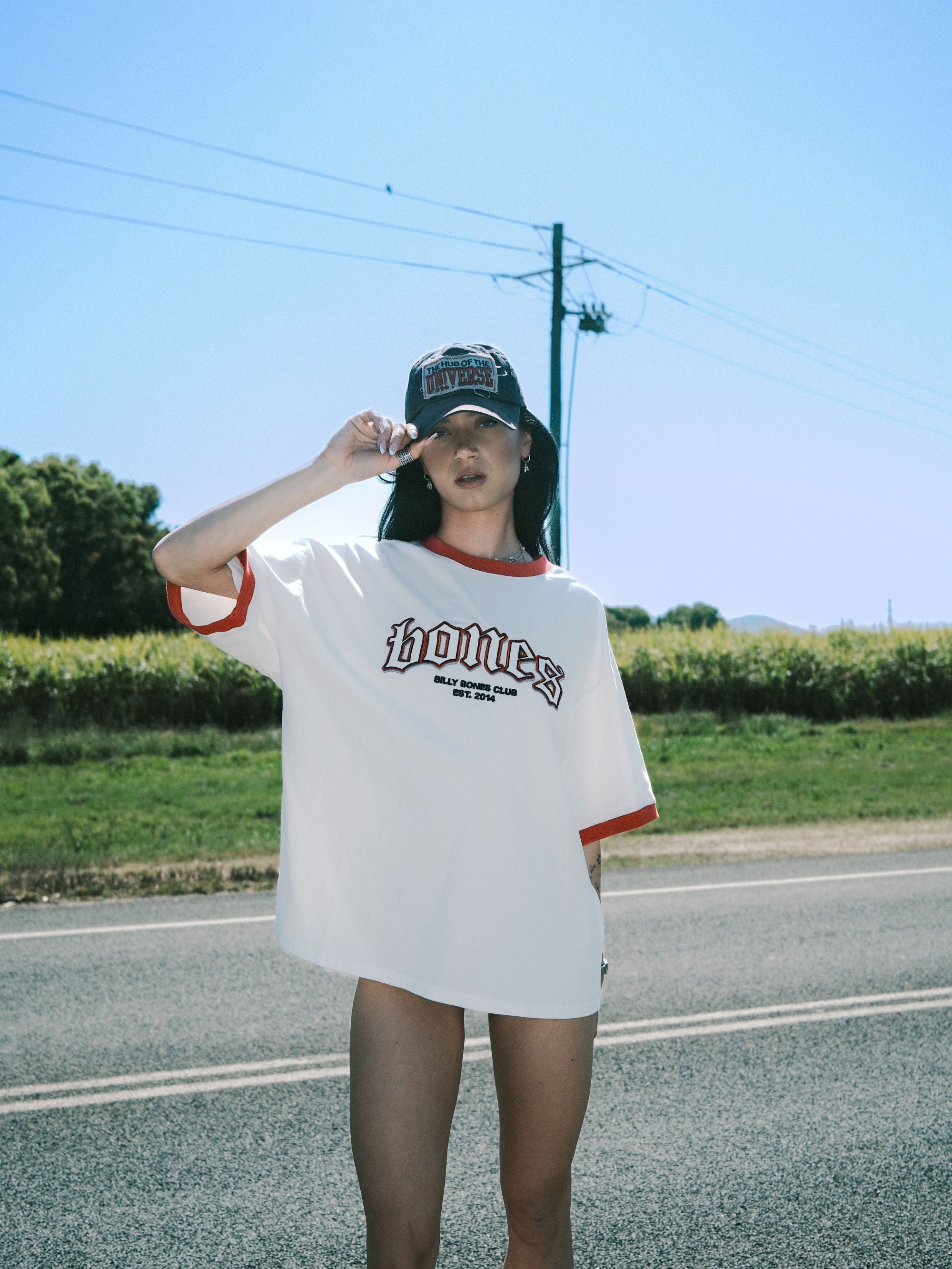 Bones Classic Ringer Tee - Vintage White/Red
