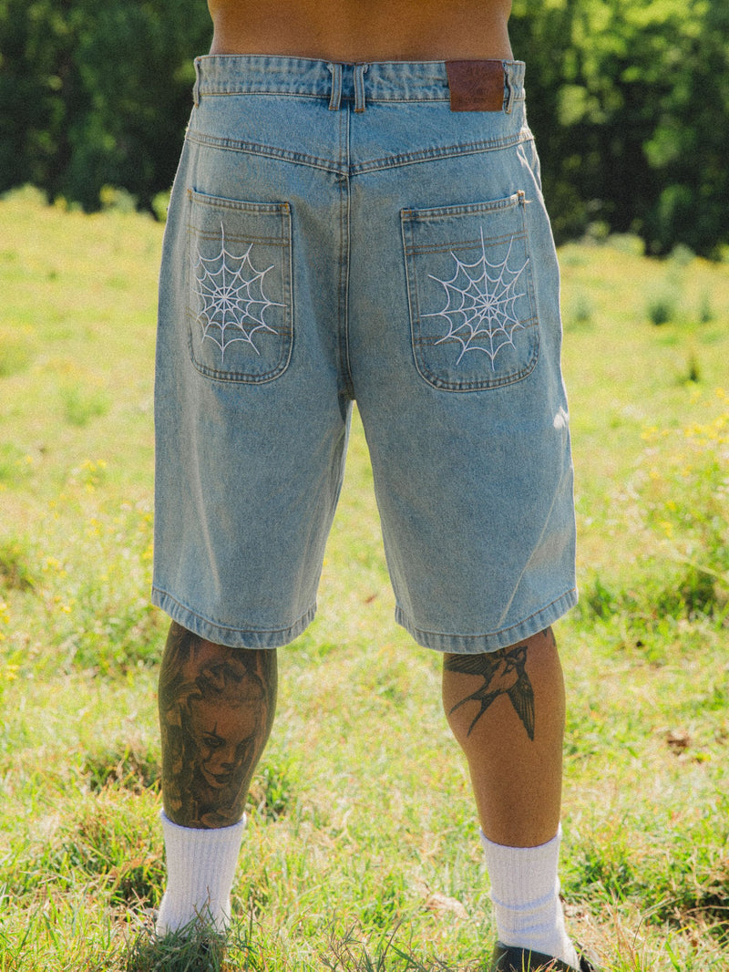 Webbed Denim Short - Washed Blue