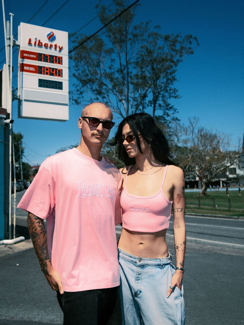 Bones Club Rib Crop - Washed Pink