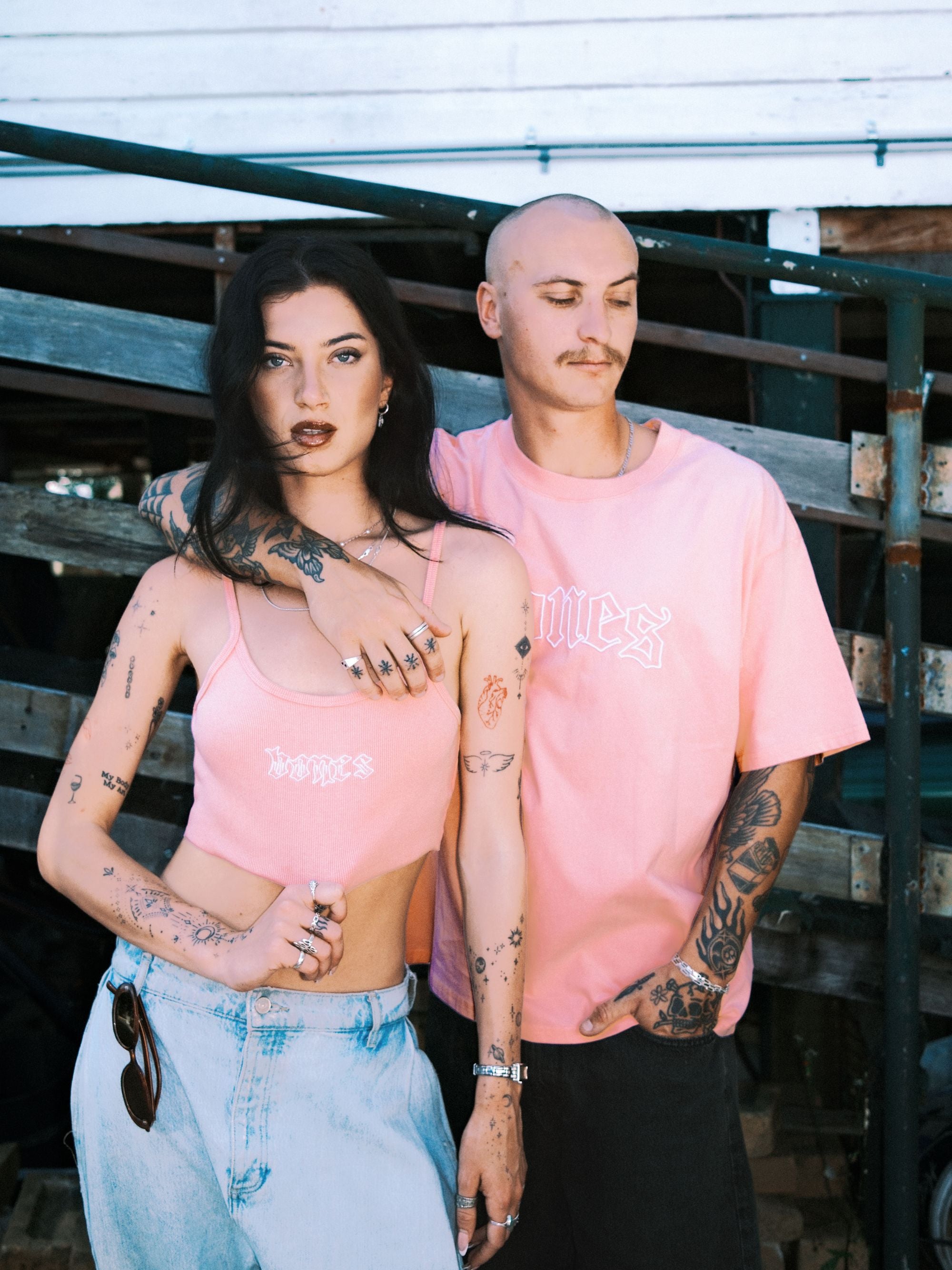 Bones Club Rib Crop - Washed Pink