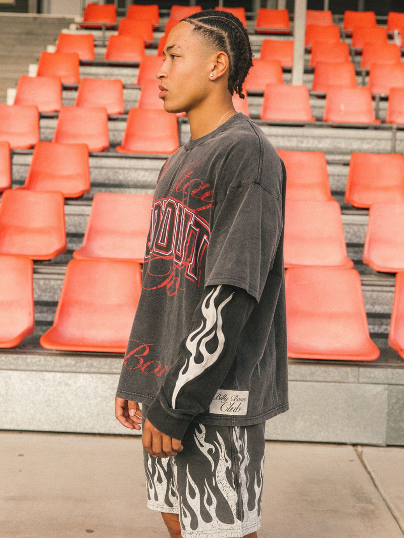 College Dropout Layered Tee - Washed Black