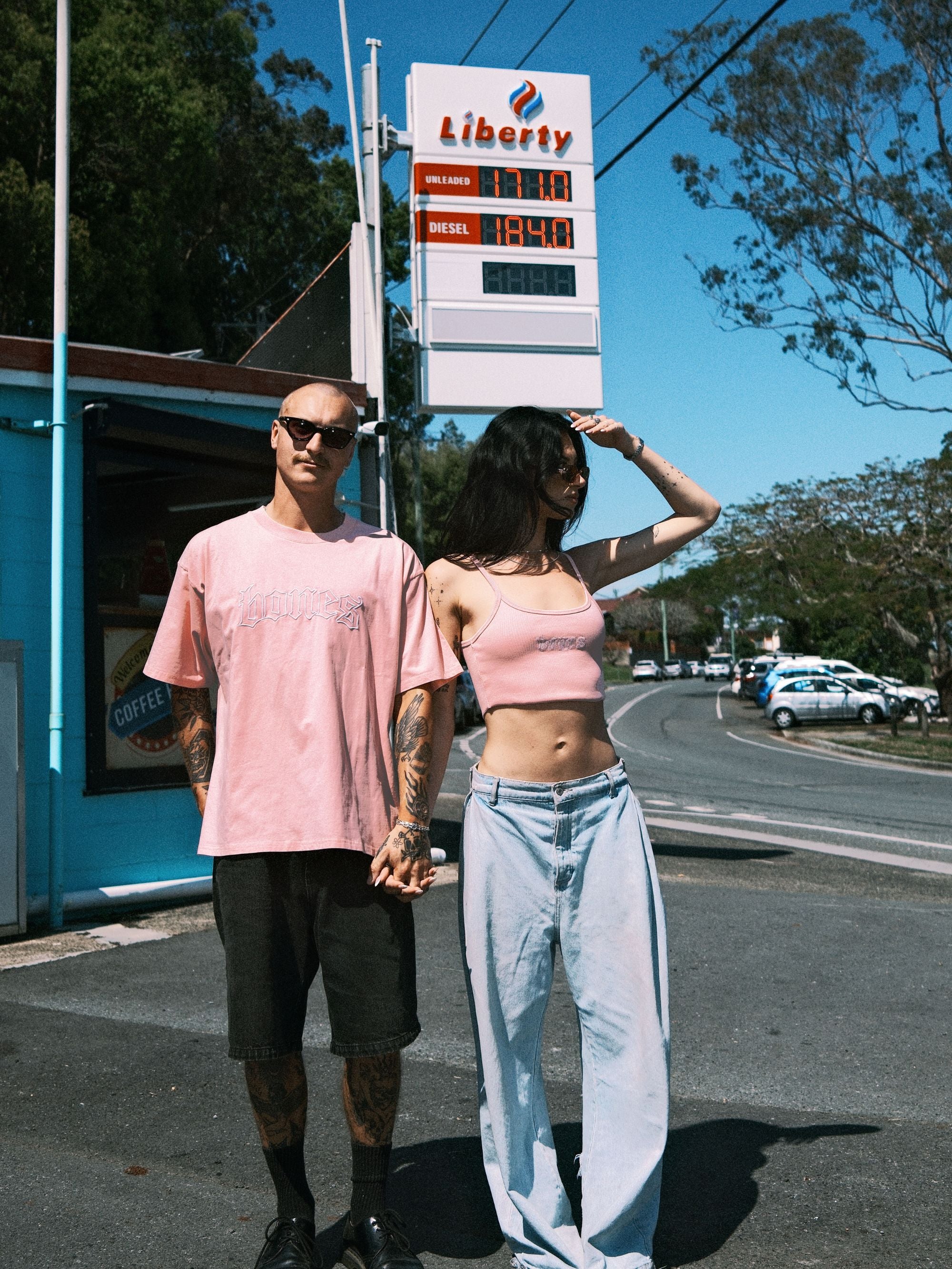 Bones Club Rib Crop - Washed Pink