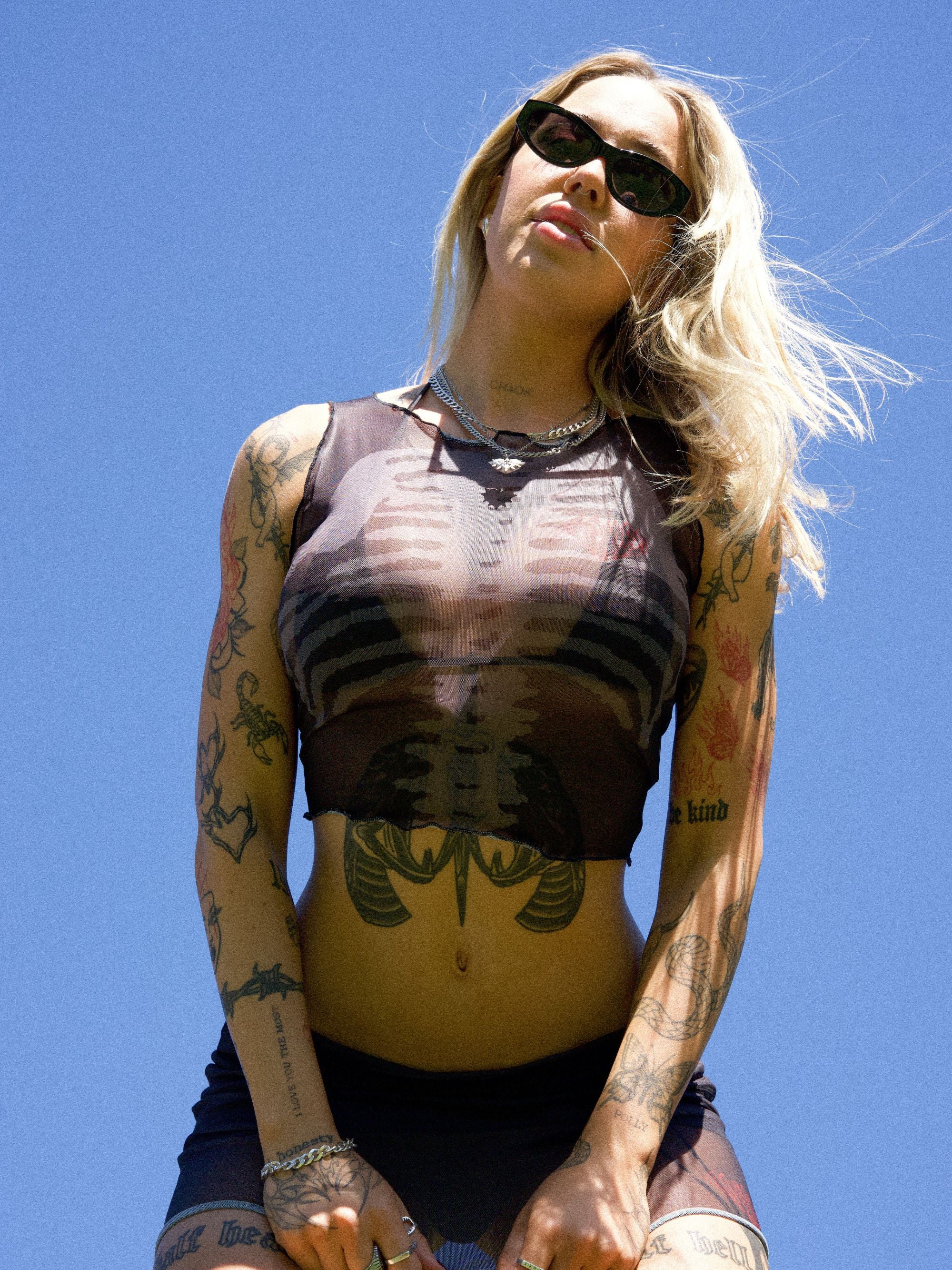 Backbone Mesh Top - Black