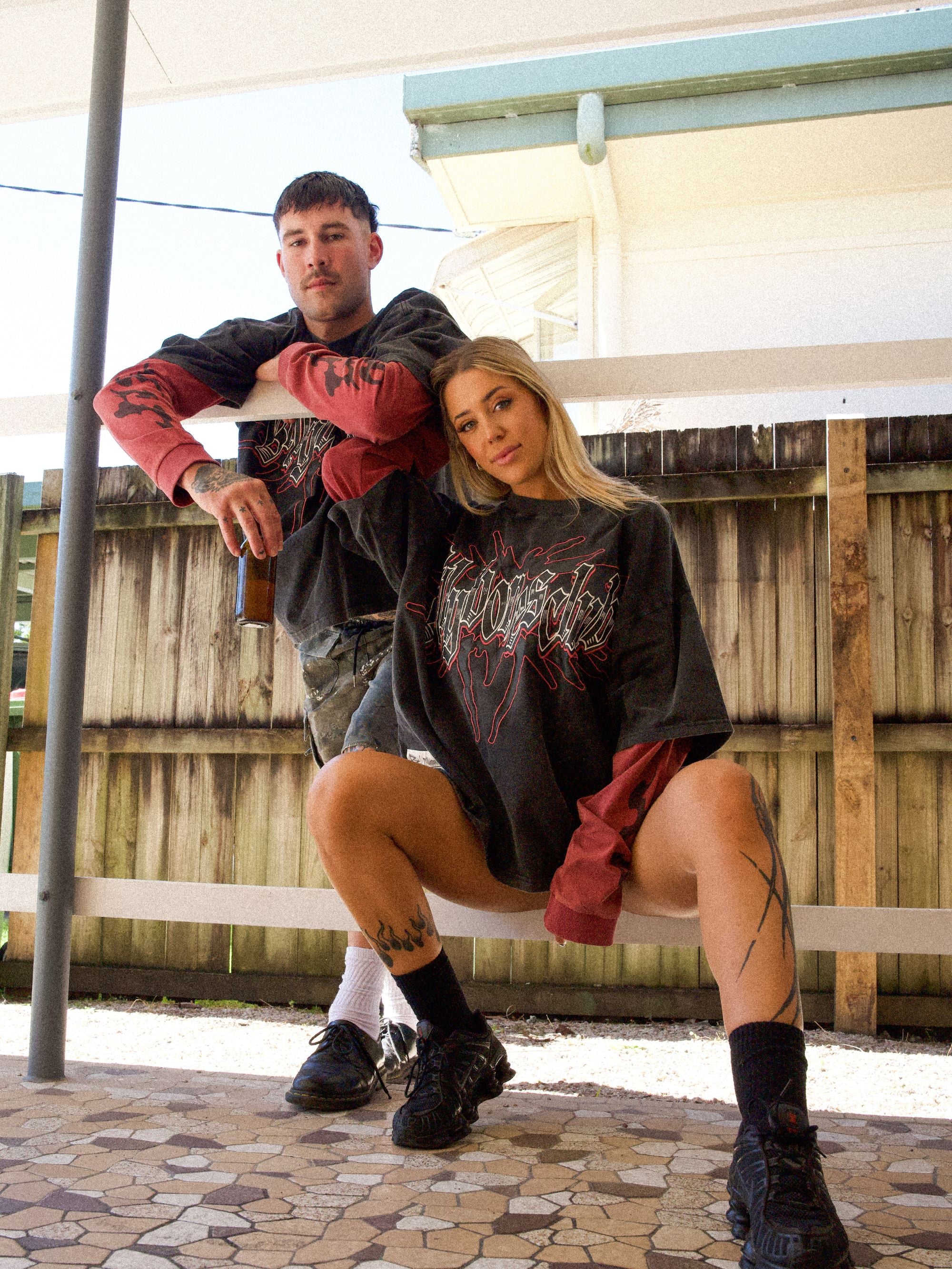 Oilchange 2.0 Layered Tee - Black/Red