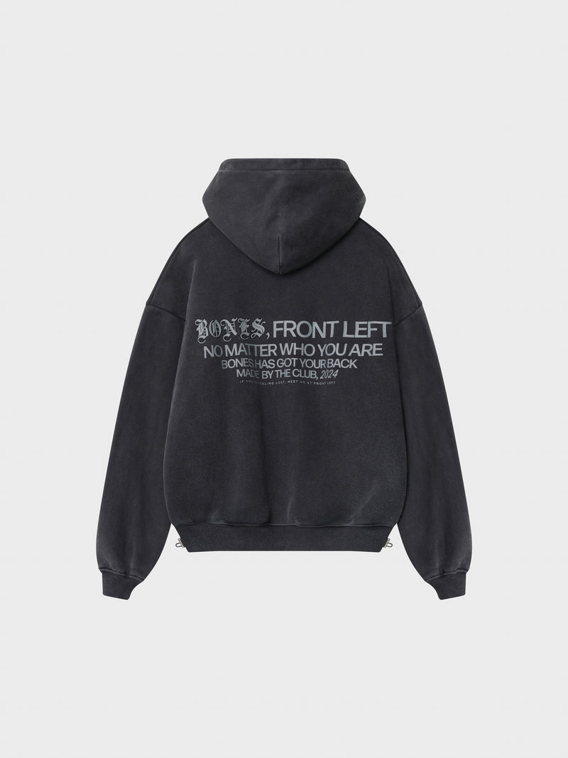 Front Left Hoodie - Washed Black