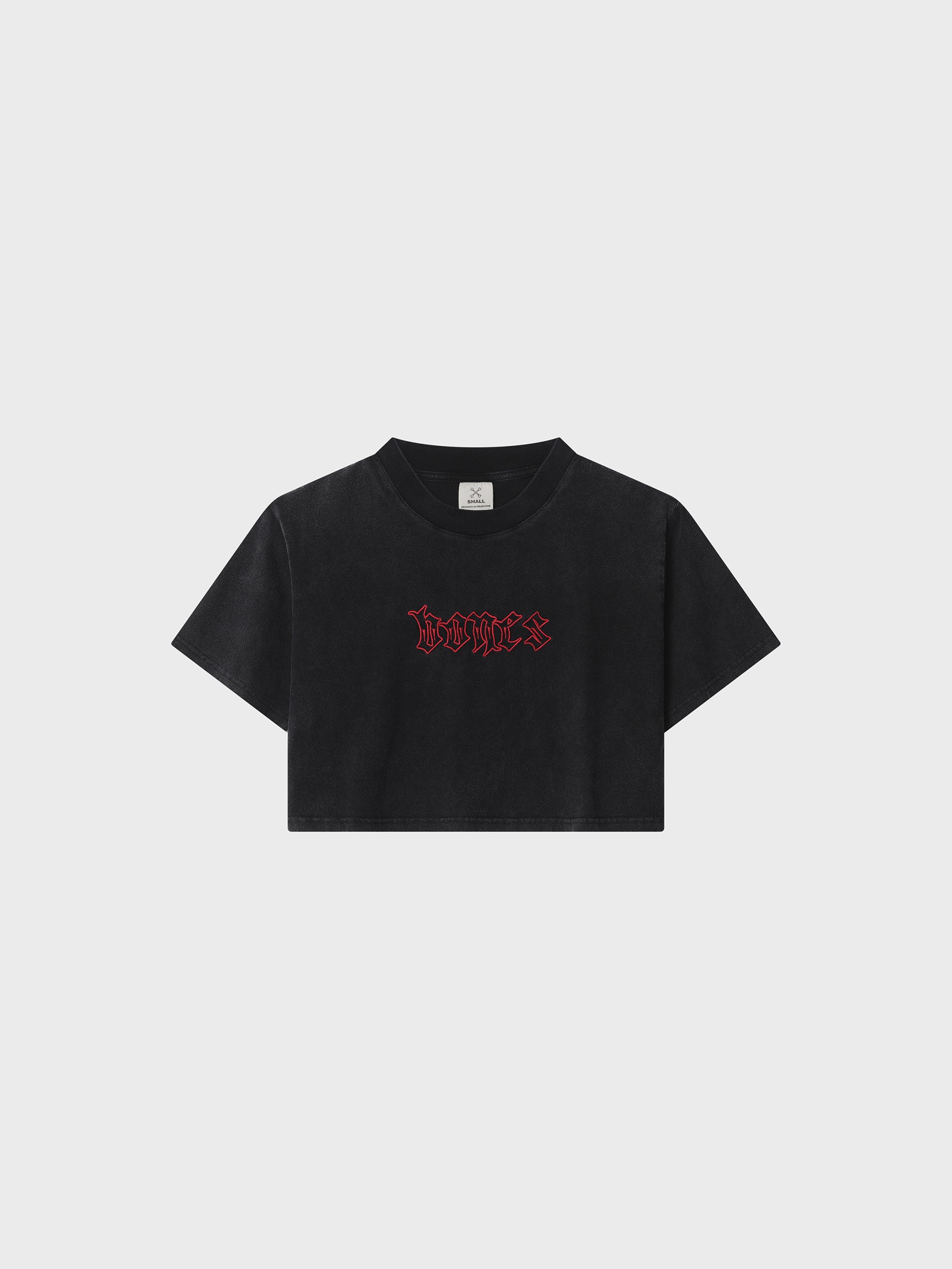 Bones Steeze Cropped Tee - Washed Black