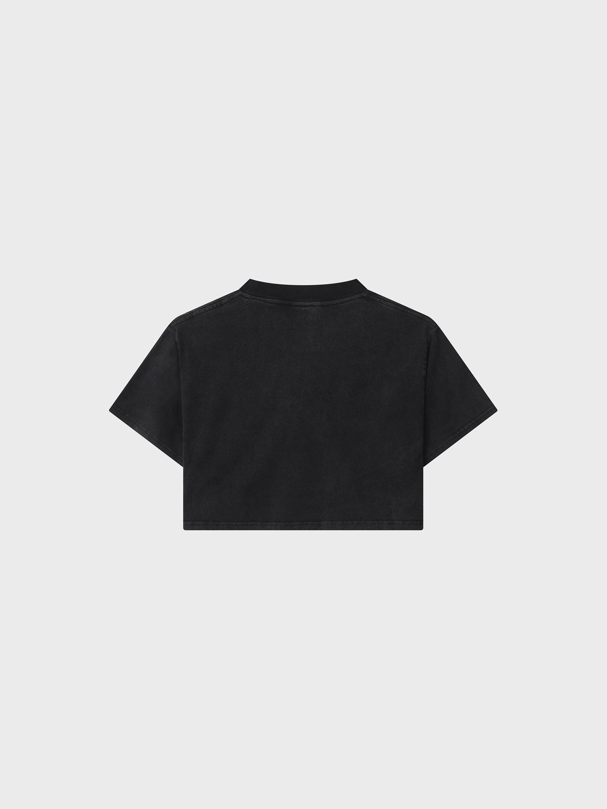 Bones Steeze Cropped Tee - Washed Black