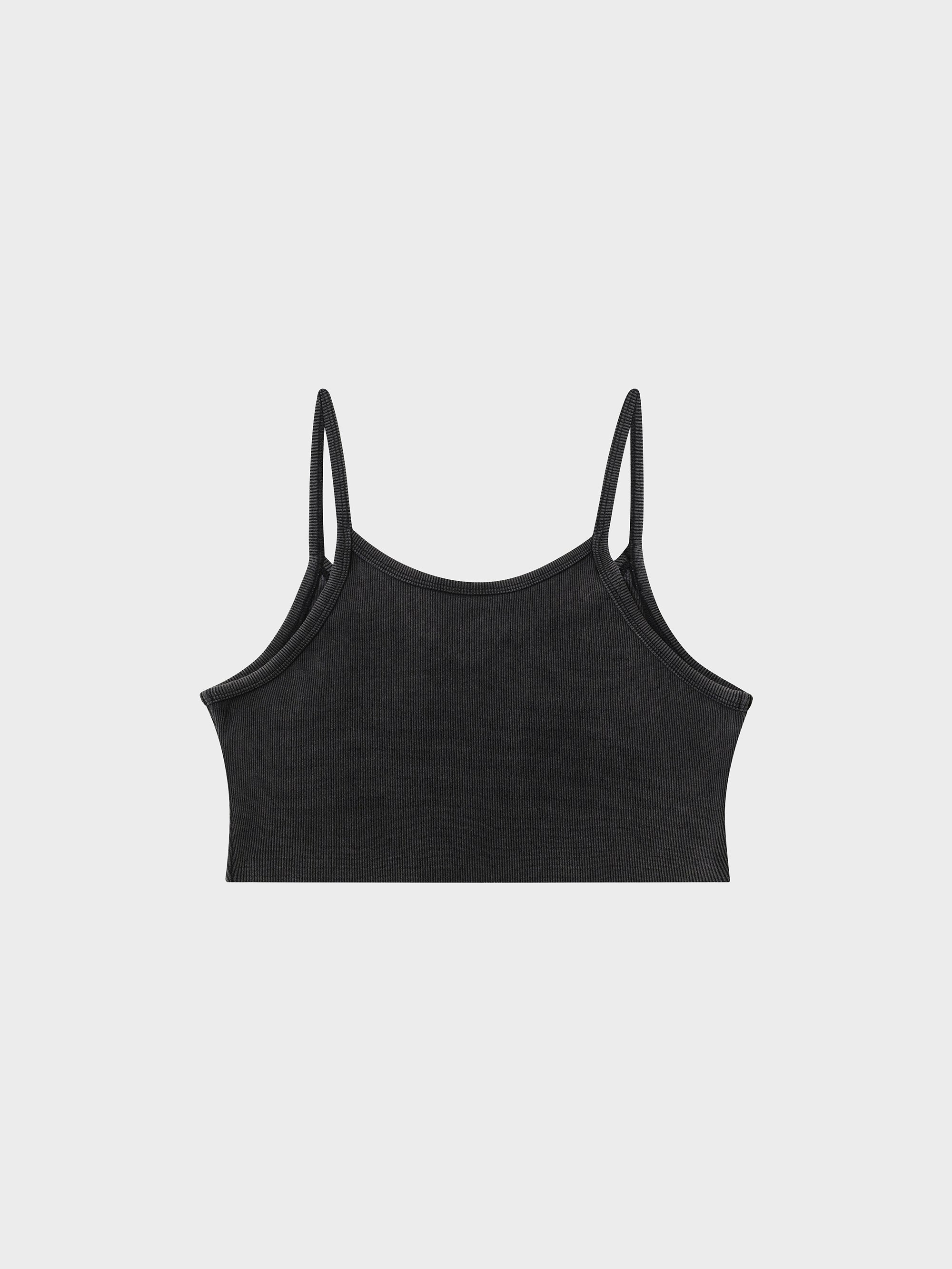 Bones Club Rib Crop - Washed Black
