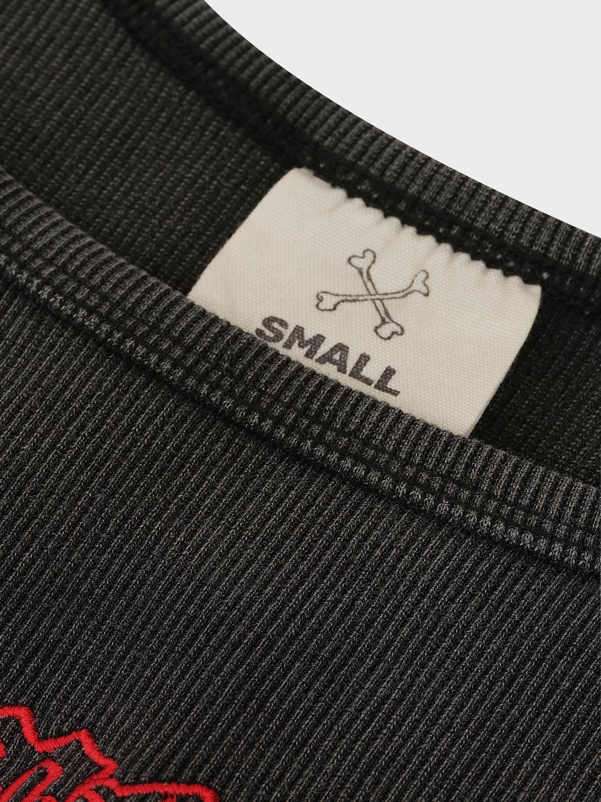 Bones Club Rib Crop - Washed Black