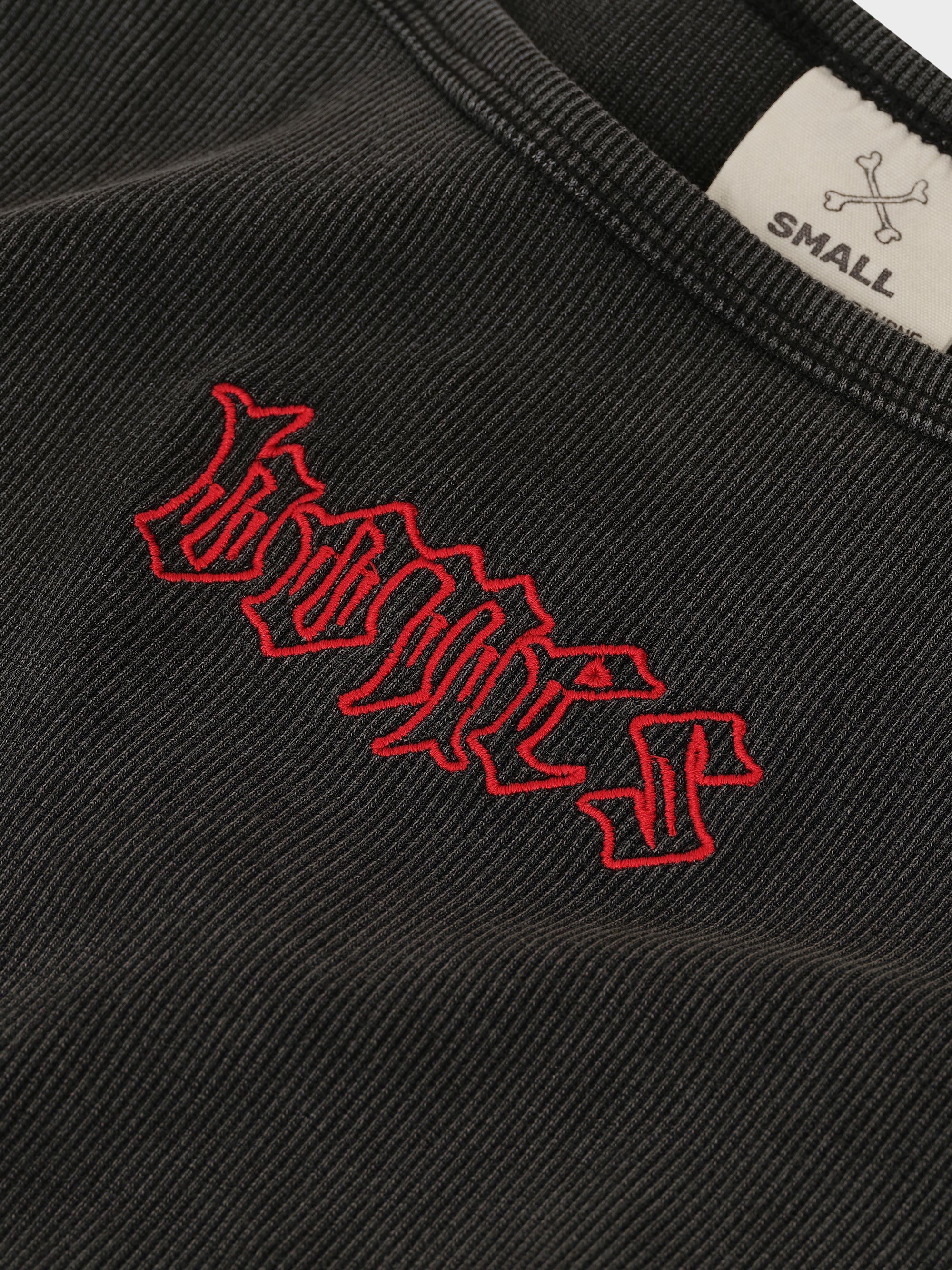 Bones Club Rib Crop - Washed Black