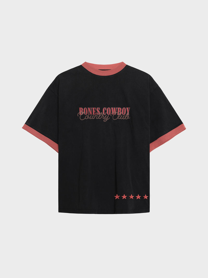 Country Club Ringer Tee - Washed Black