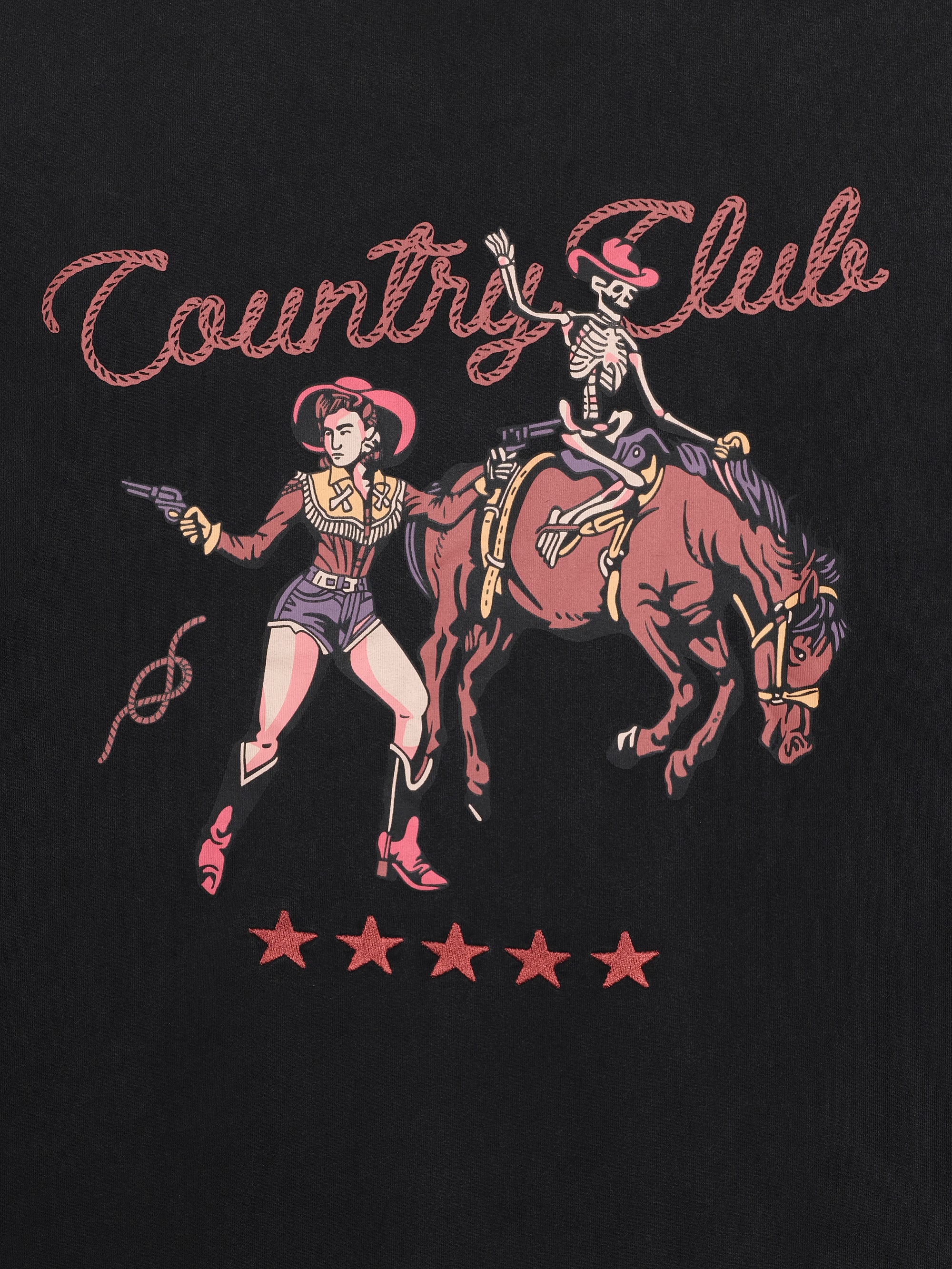 Country Club Ringer Tee - Washed Black