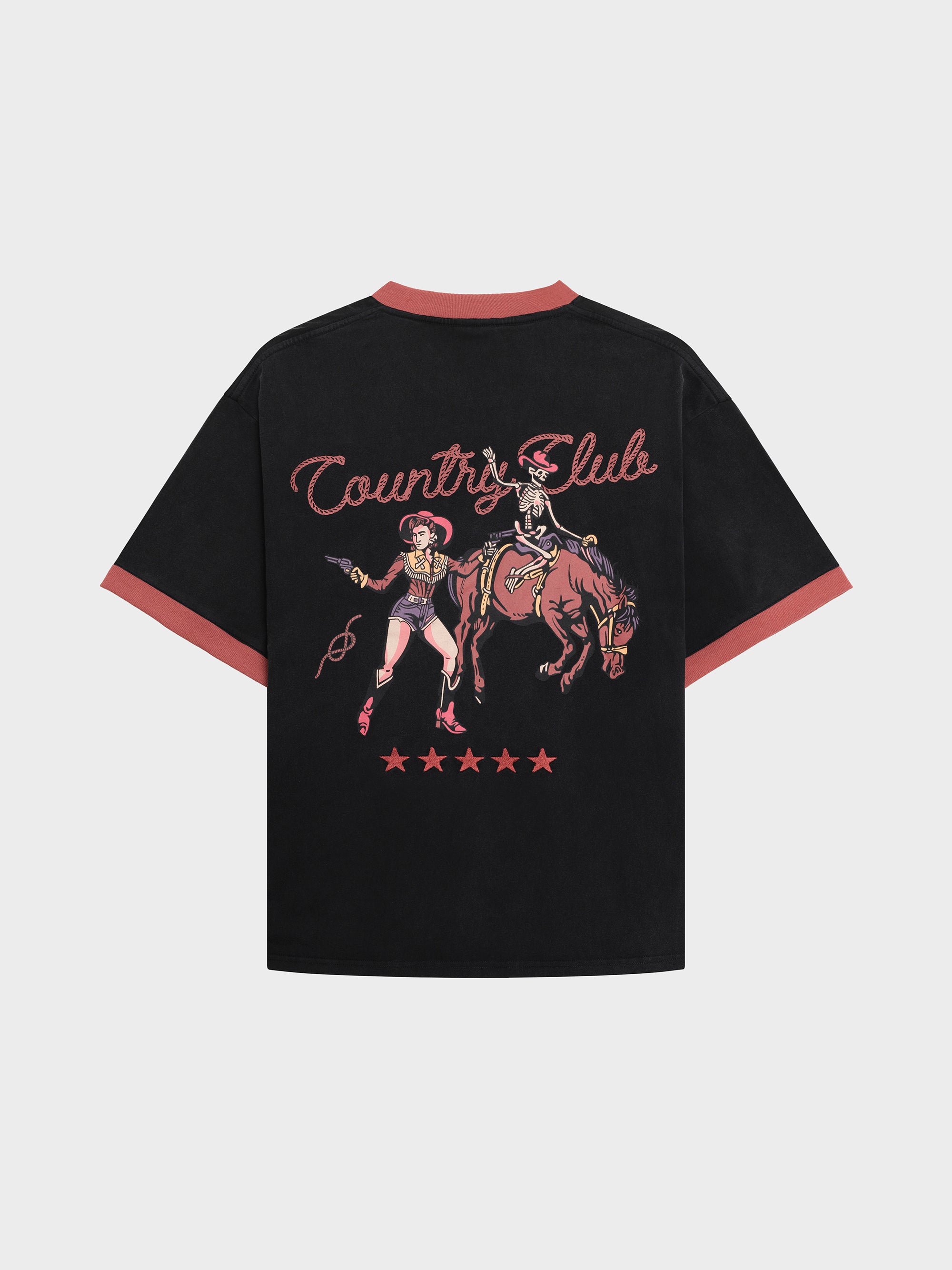 Country Club Ringer Tee - Washed Black
