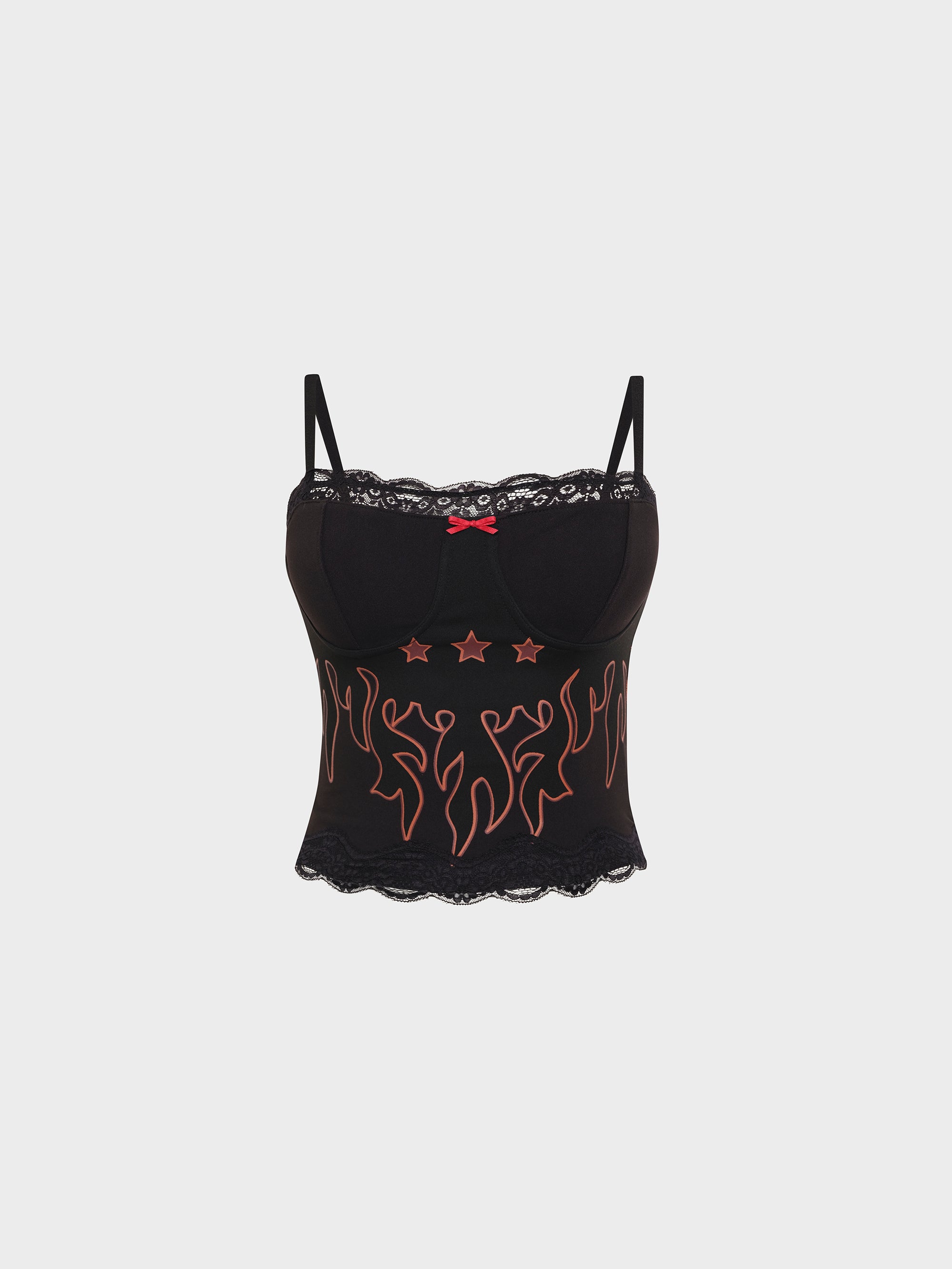 Flame Lace Cami Top - Black