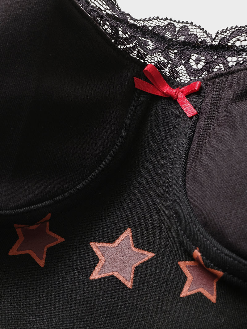 Flame Lace Cami Top - Black