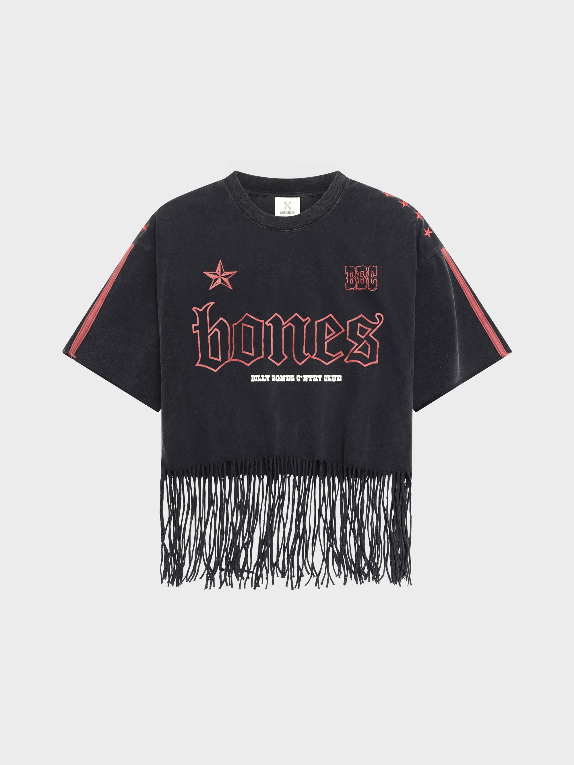 Frayed Stacked Tee - Washed Black