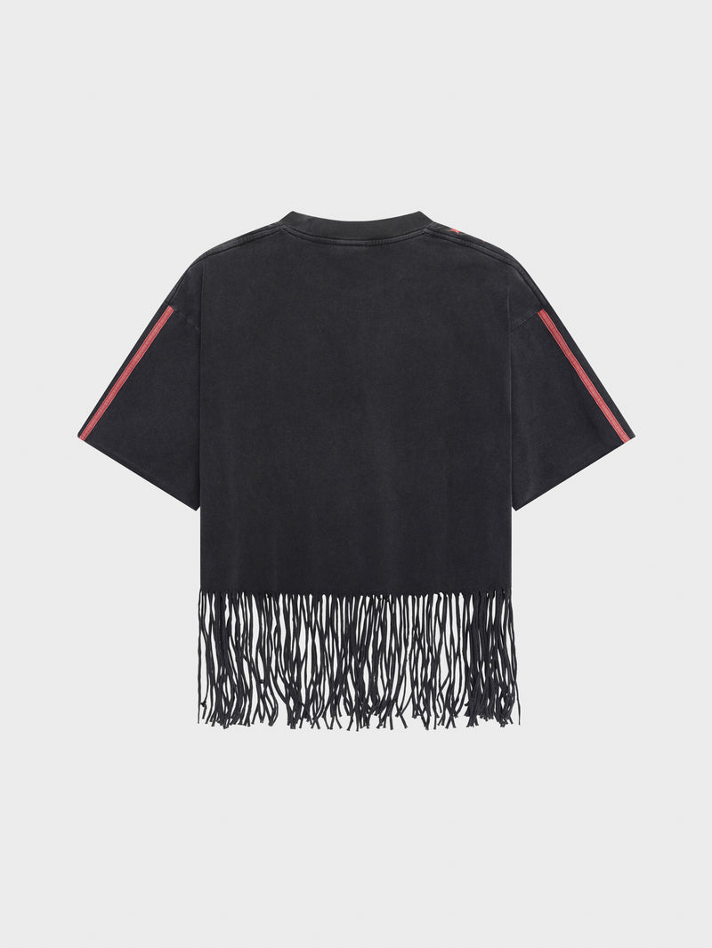 Frayed Stacked Tee - Washed Black