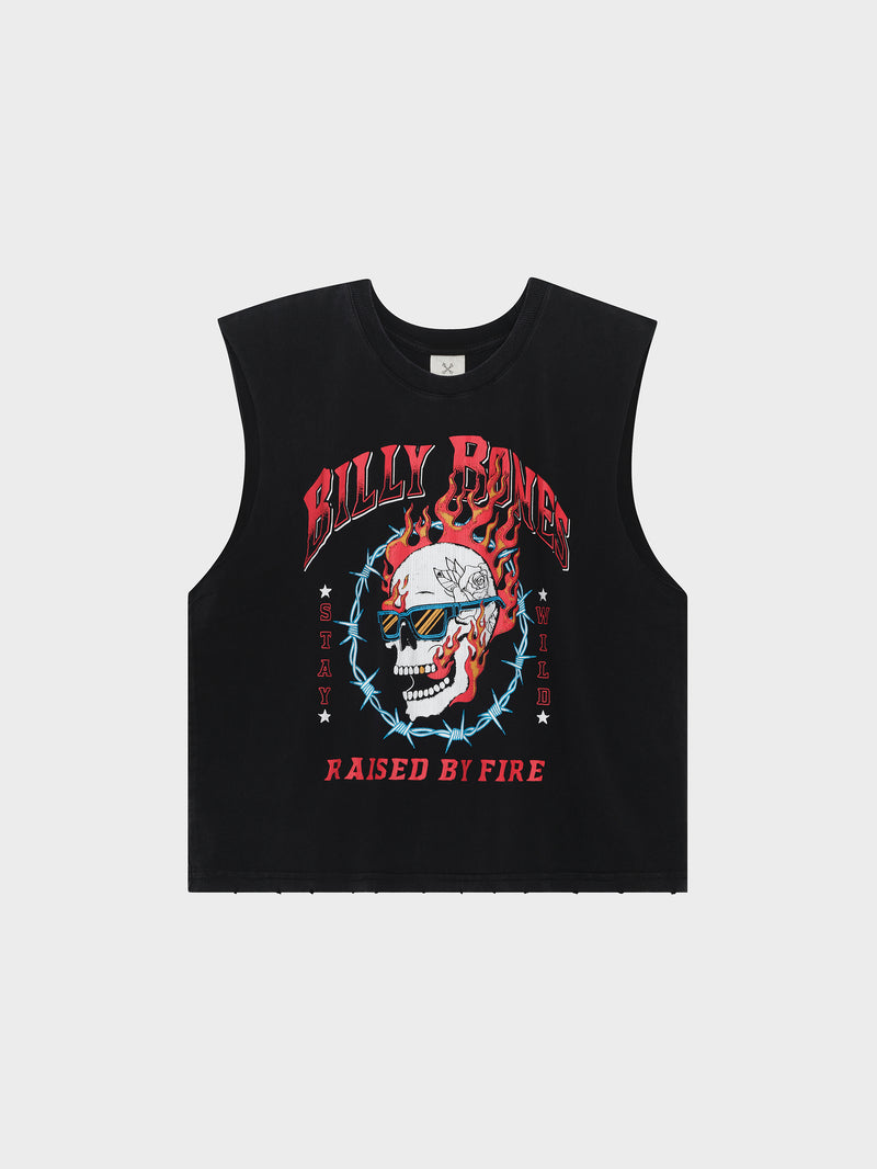Raised By Fire Muscle Tank - Washed Black