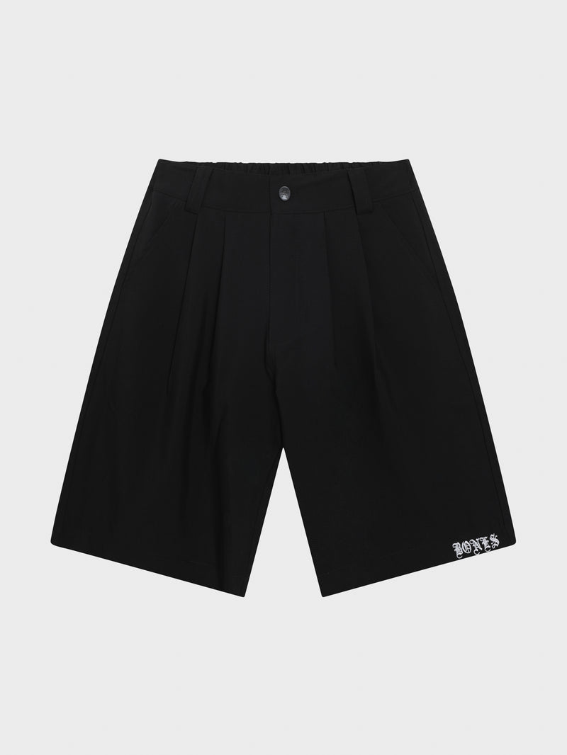 Crossbones Pleated Shorts - Black