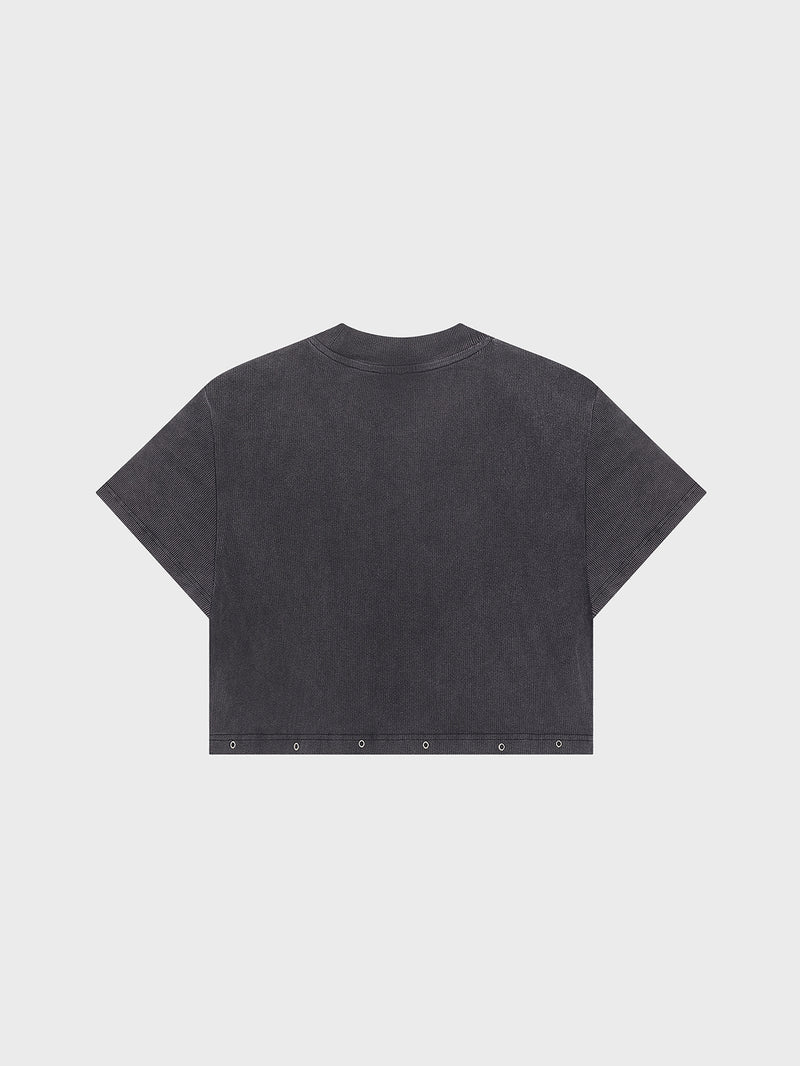 Eyelet Ribbed Crop - Vintage Black