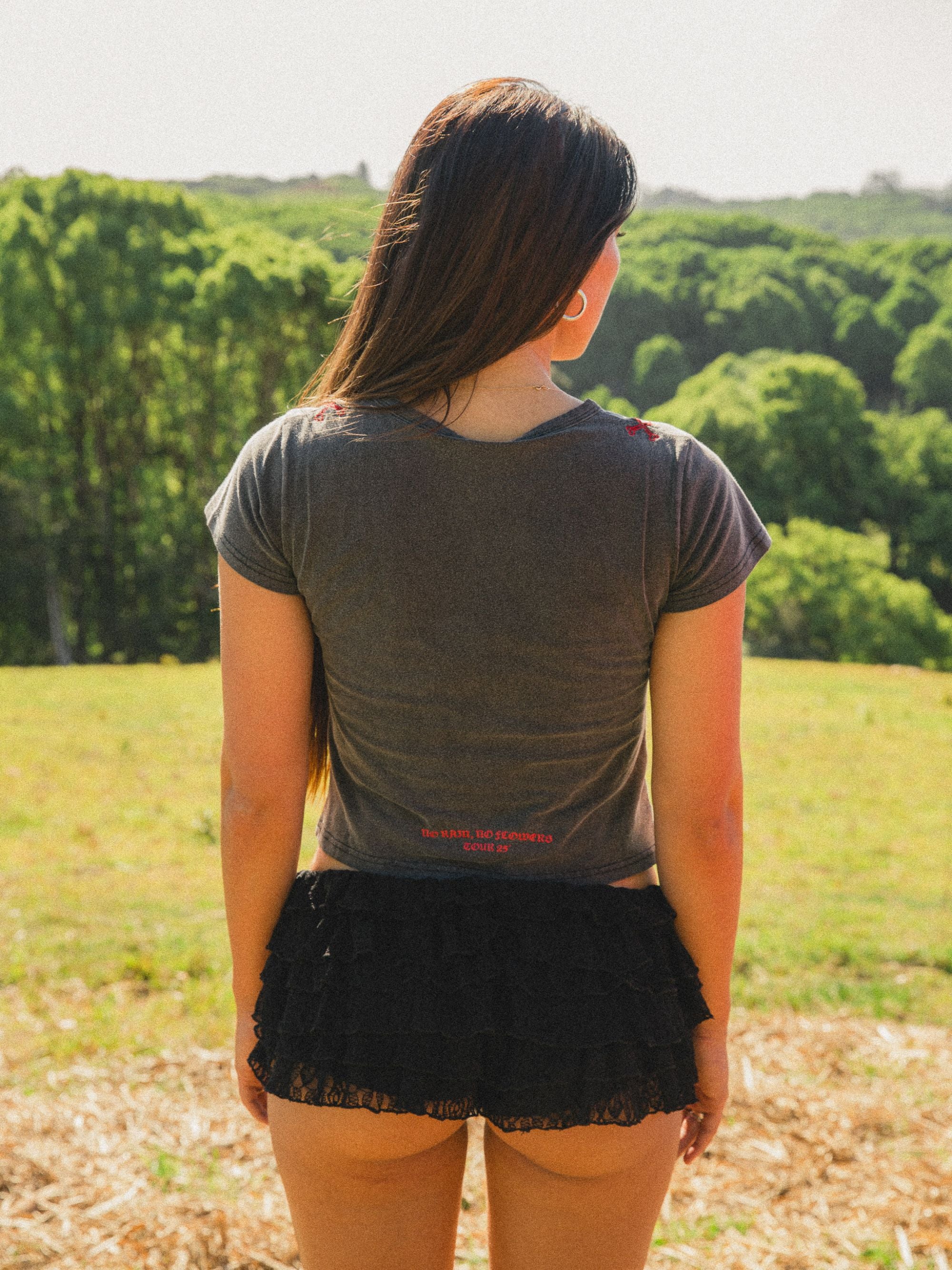 No Rain, No Flowers Baby Tee - Washed Black