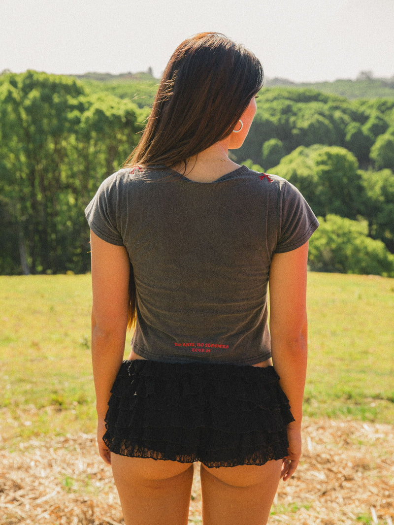 No Rain, No Flowers Baby Tee - Washed Black