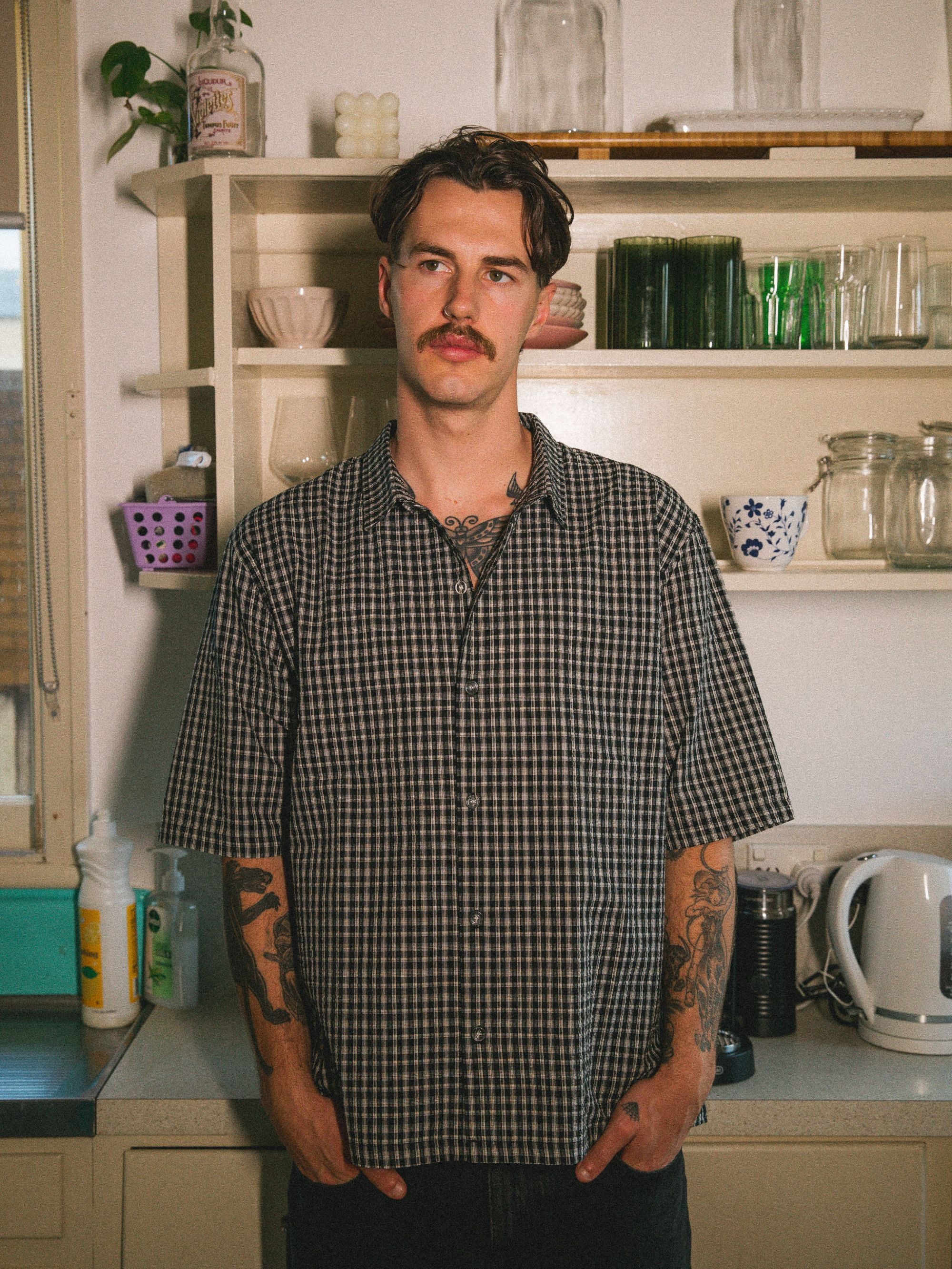 Dead End Plaid Bowlo - Black