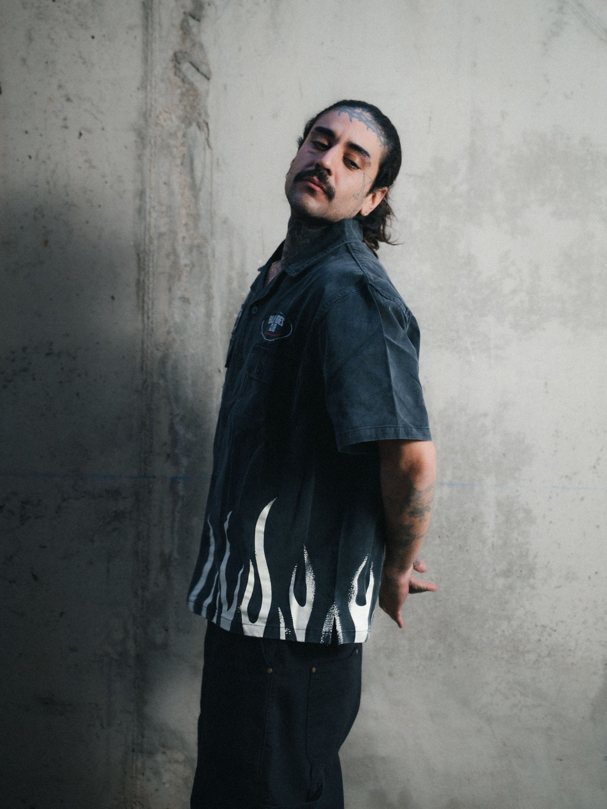 Greaser Garage Work Shirt - Washed Black